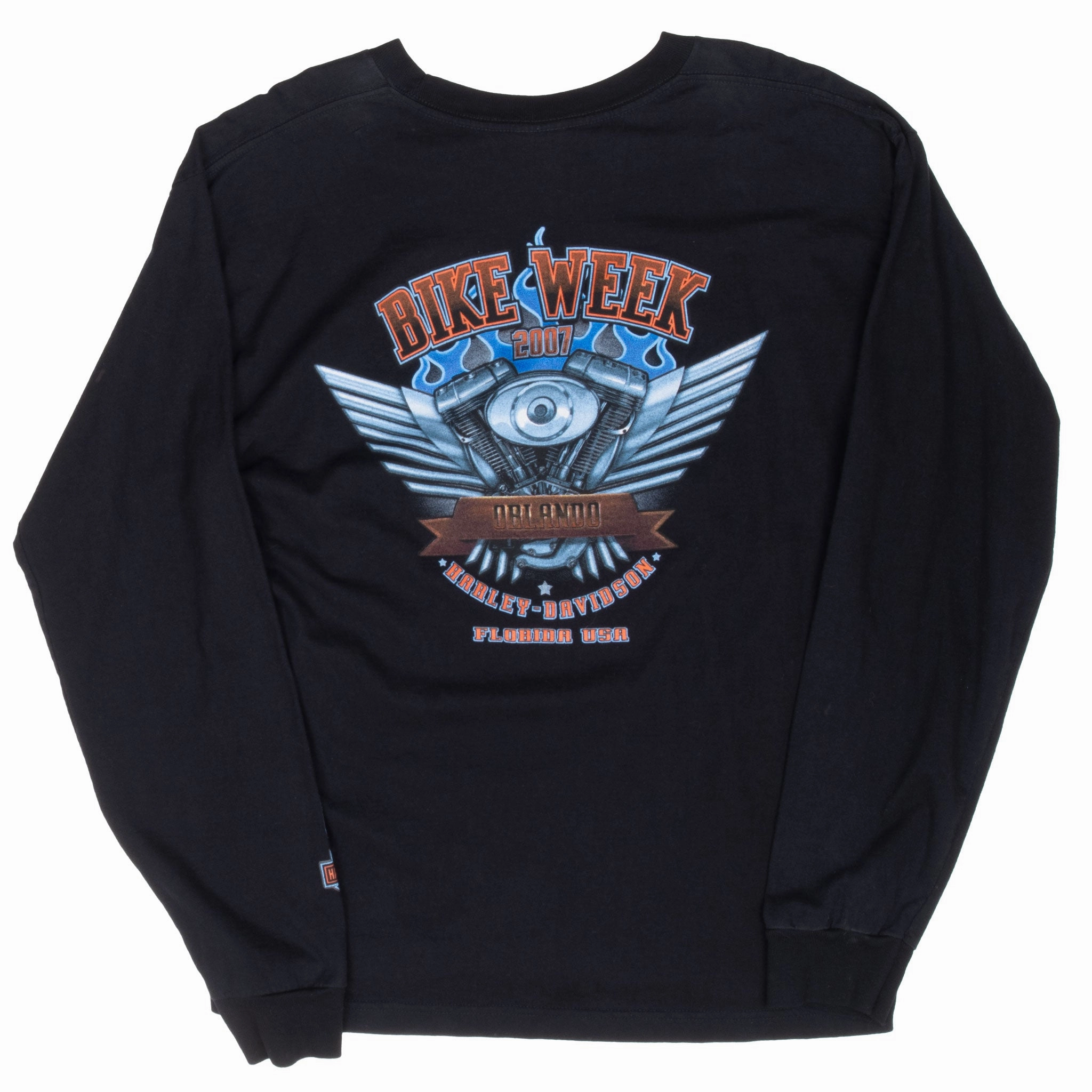 VINTAGE HARLEY DAVIDSON ORLANDO BIKE WEEK 2007 LONG SLEEVE TEE SHIRT LARGE