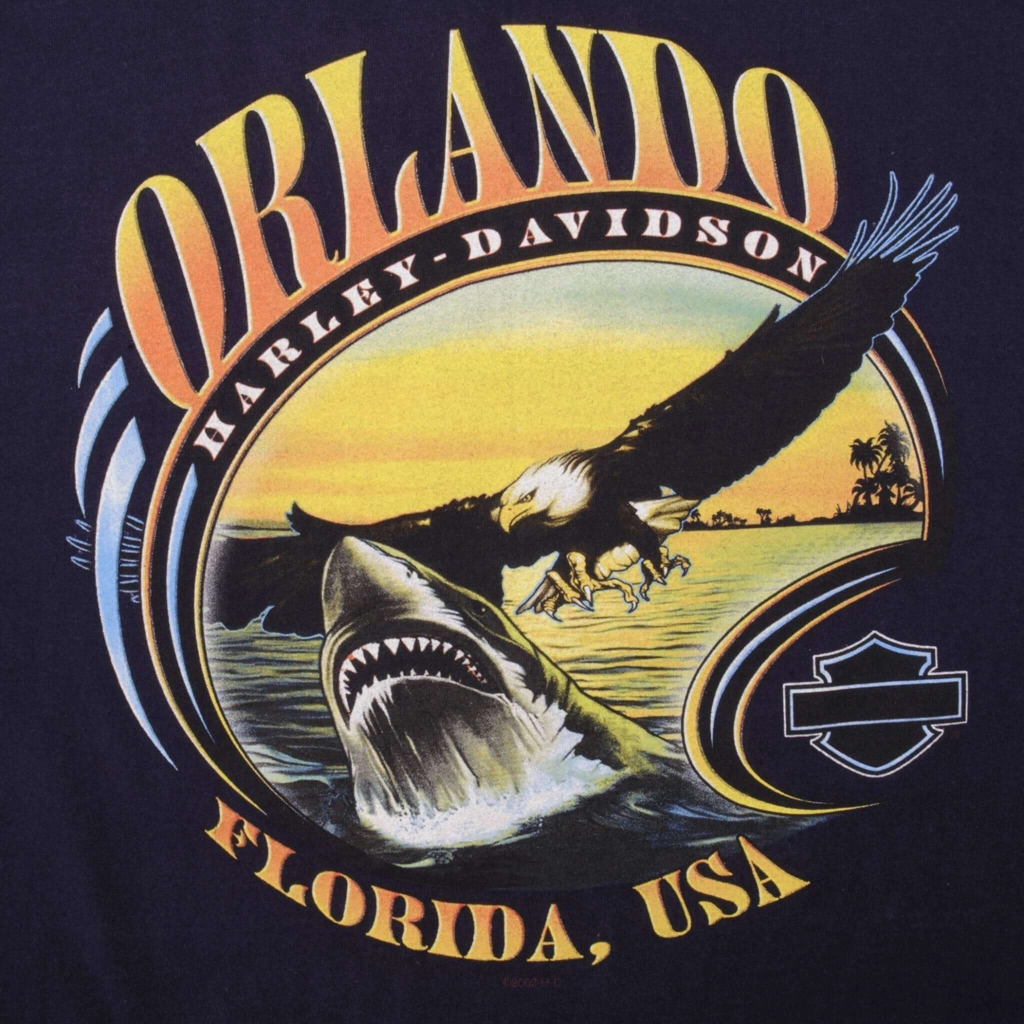 VINTAGE HARLEY DAVIDSON ORLANDO TEE SHIRT 2002 LARGE MADE IN USA