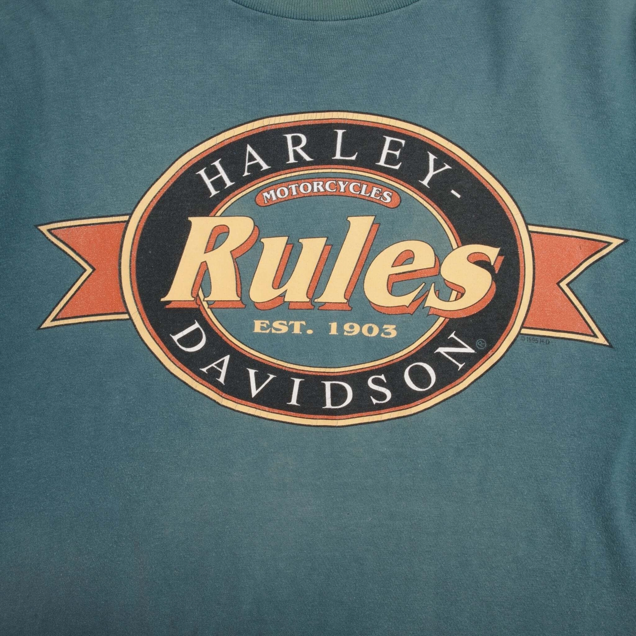 VINTAGE HARLEY DAVIDSON RULES SAN DIEGO TEE SHIRT 1995 SIZE LARGE MADE IN USA