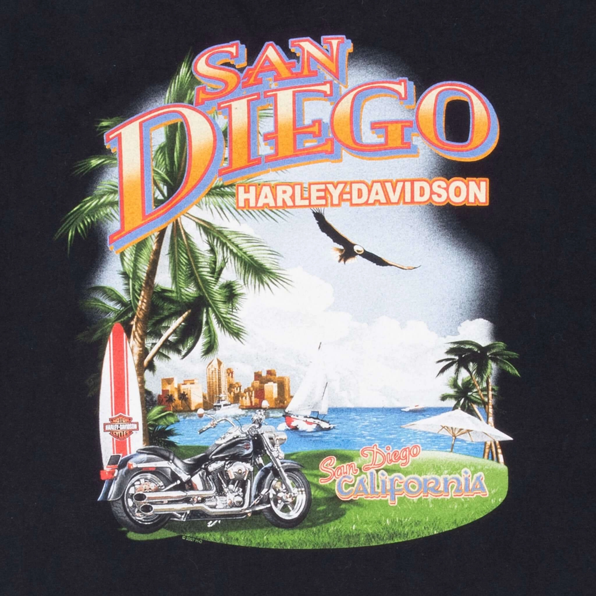 VINTAGE HARLEY DAVIDSON SAN DIEGO CALIFORNIA TEE SHIRT 2008 XL