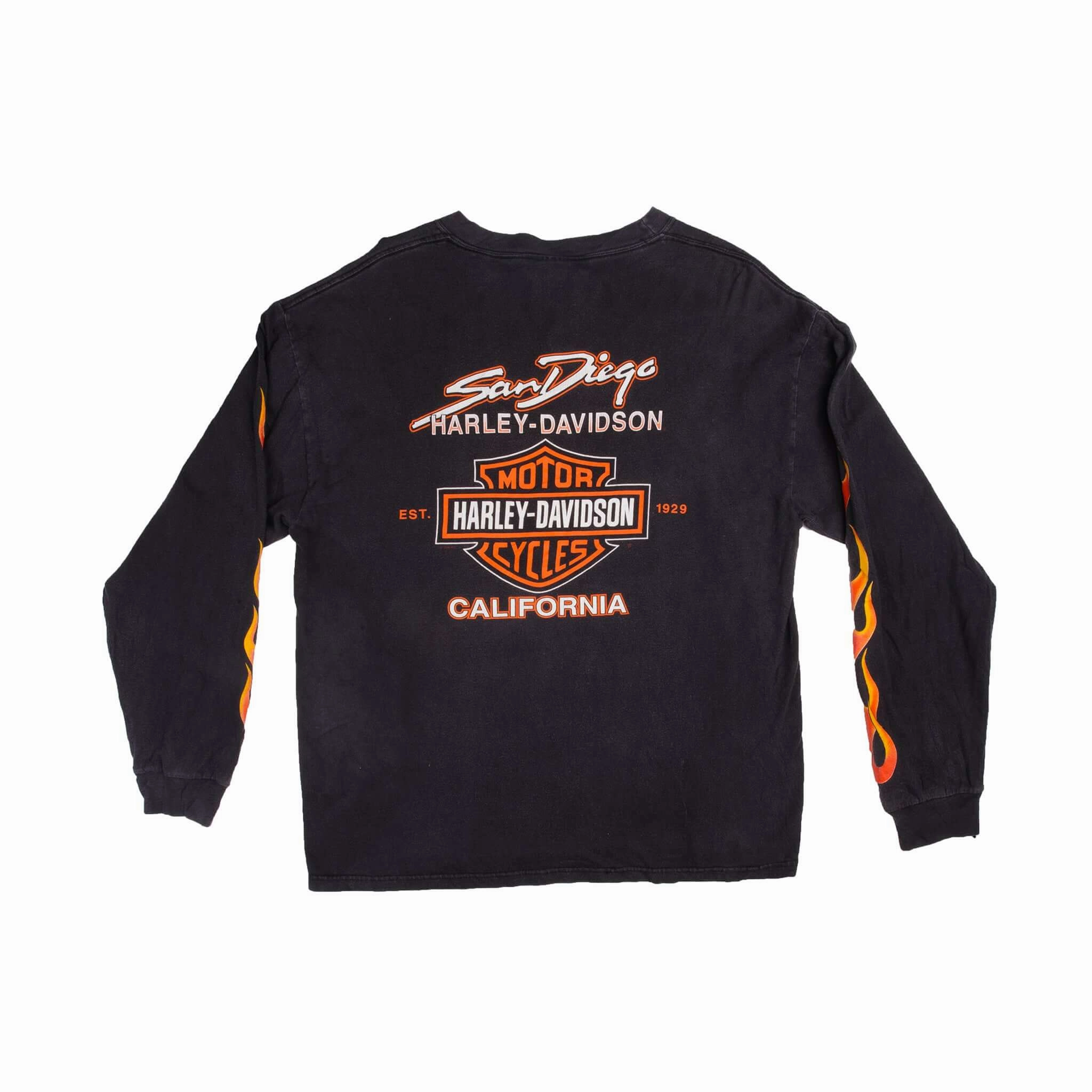 VINTAGE HARLEY DAVIDSON SAN DIEGO SAN DIEGO LONG SLEEVES TEE SHIRT 2001 SIZE LARGE MADE IN USA