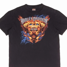 VINTAGE HARLEY DAVIDSON SKULL COLUMBUS OHIO BLACK TEE SHIRT SIZE LARGE