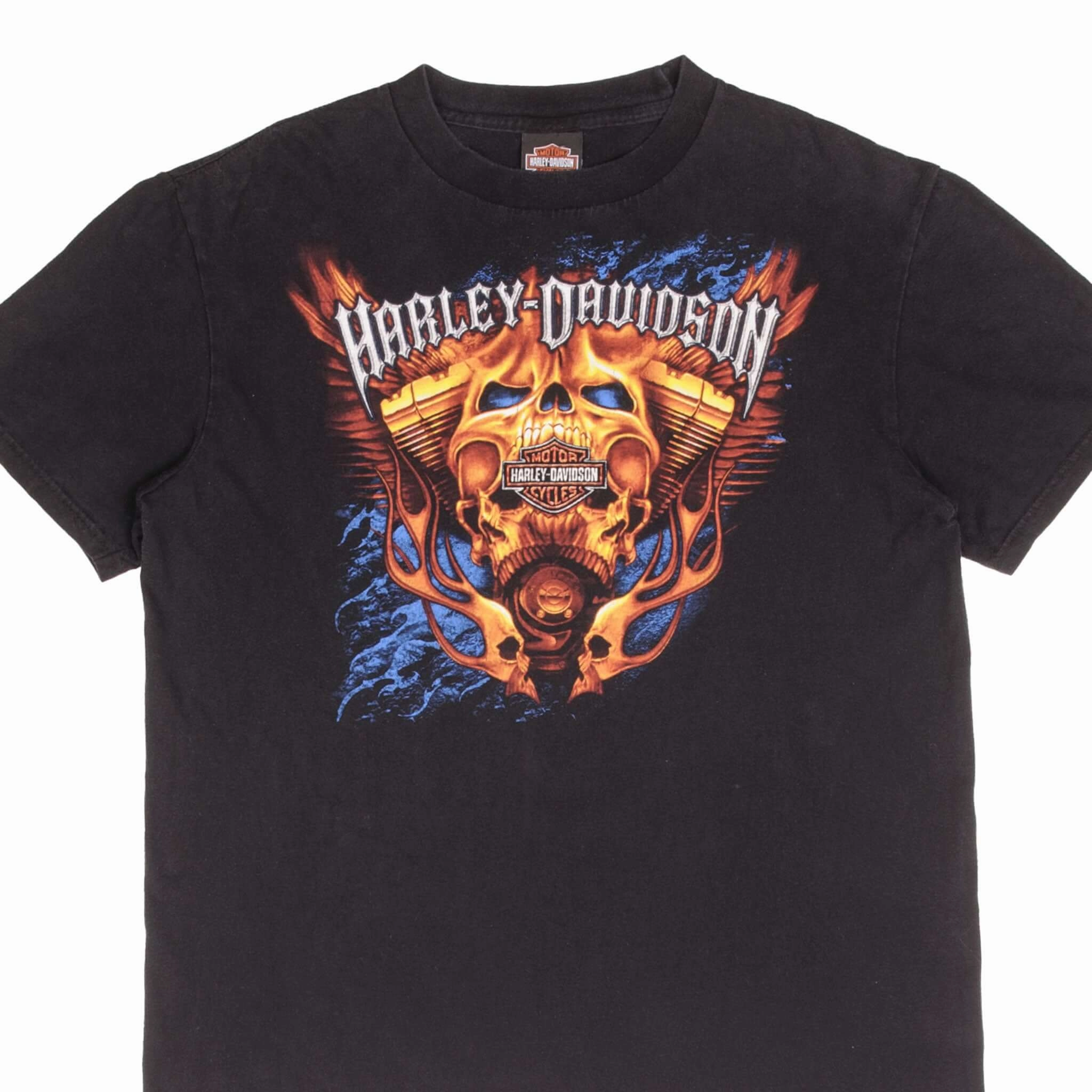 VINTAGE HARLEY DAVIDSON SKULL COLUMBUS OHIO BLACK TEE SHIRT SIZE LARGE