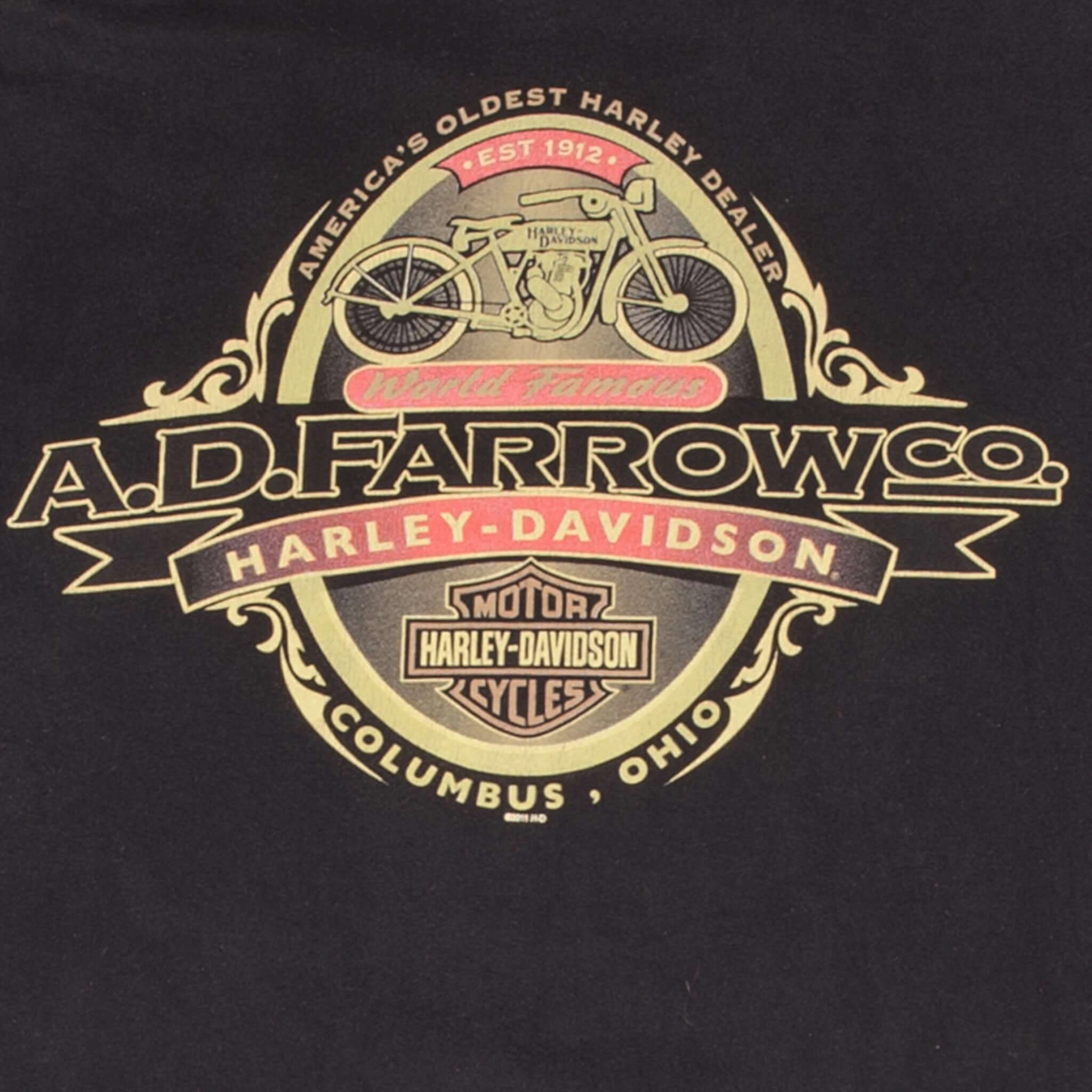 VINTAGE HARLEY DAVIDSON SKULL COLUMBUS OHIO BLACK TEE SHIRT SIZE LARGE