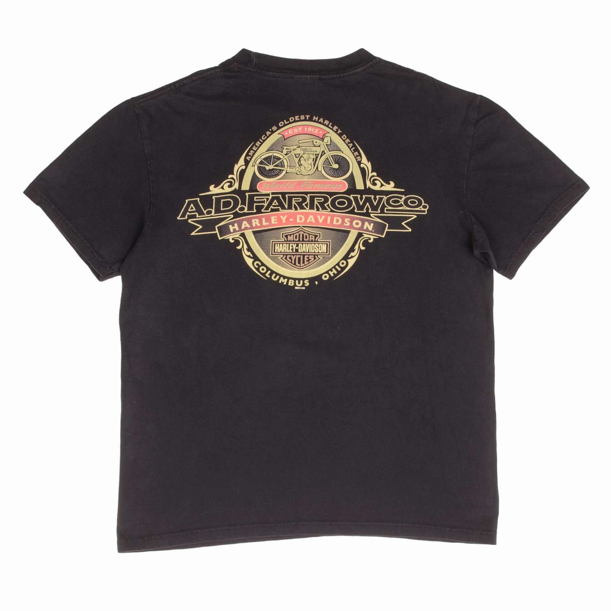 VINTAGE HARLEY DAVIDSON SKULL COLUMBUS OHIO BLACK TEE SHIRT SIZE LARGE