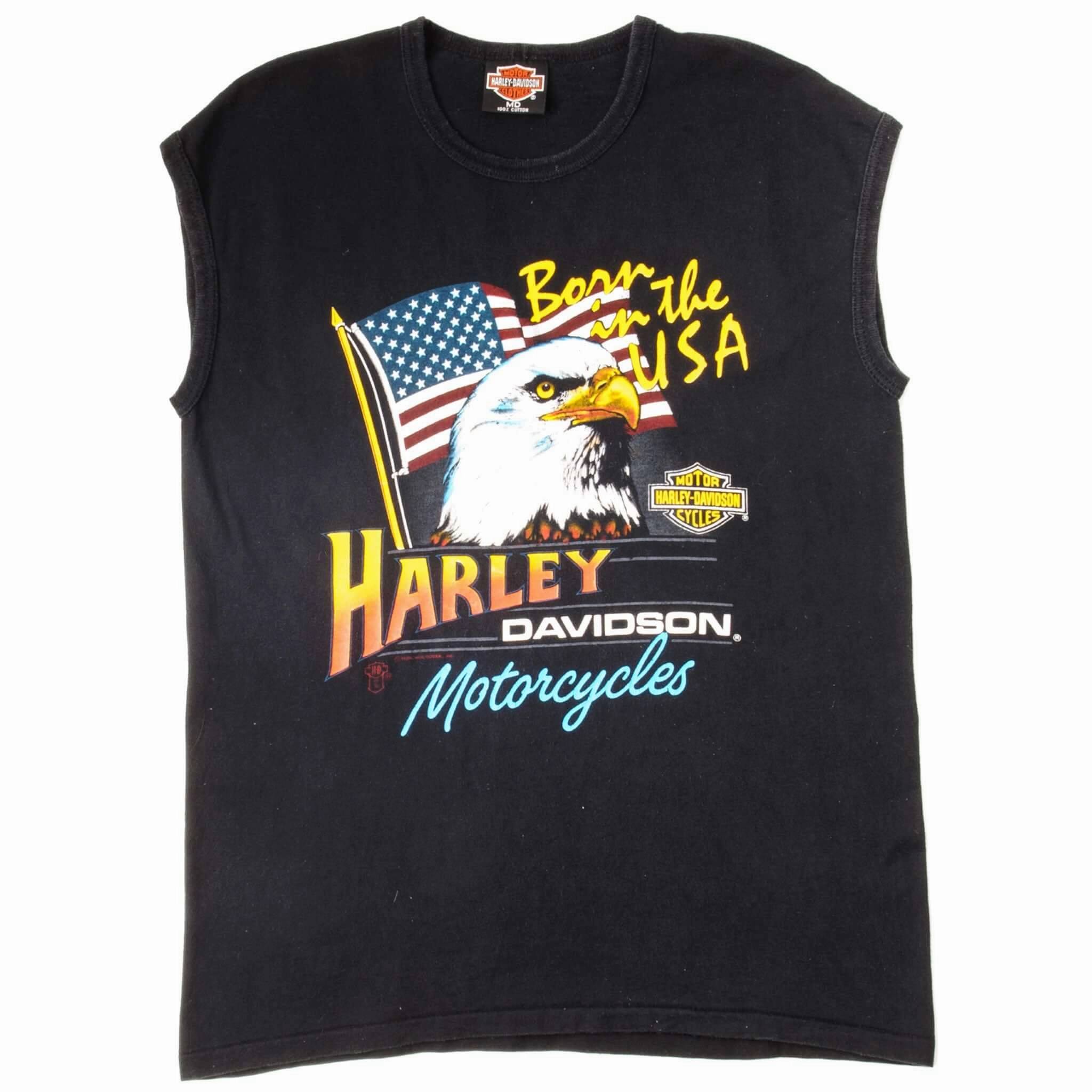 VINTAGE HARLEY DAVIDSON SLEEVELESS TEE SHIRT SIZE MEDIUM MADE IN USA