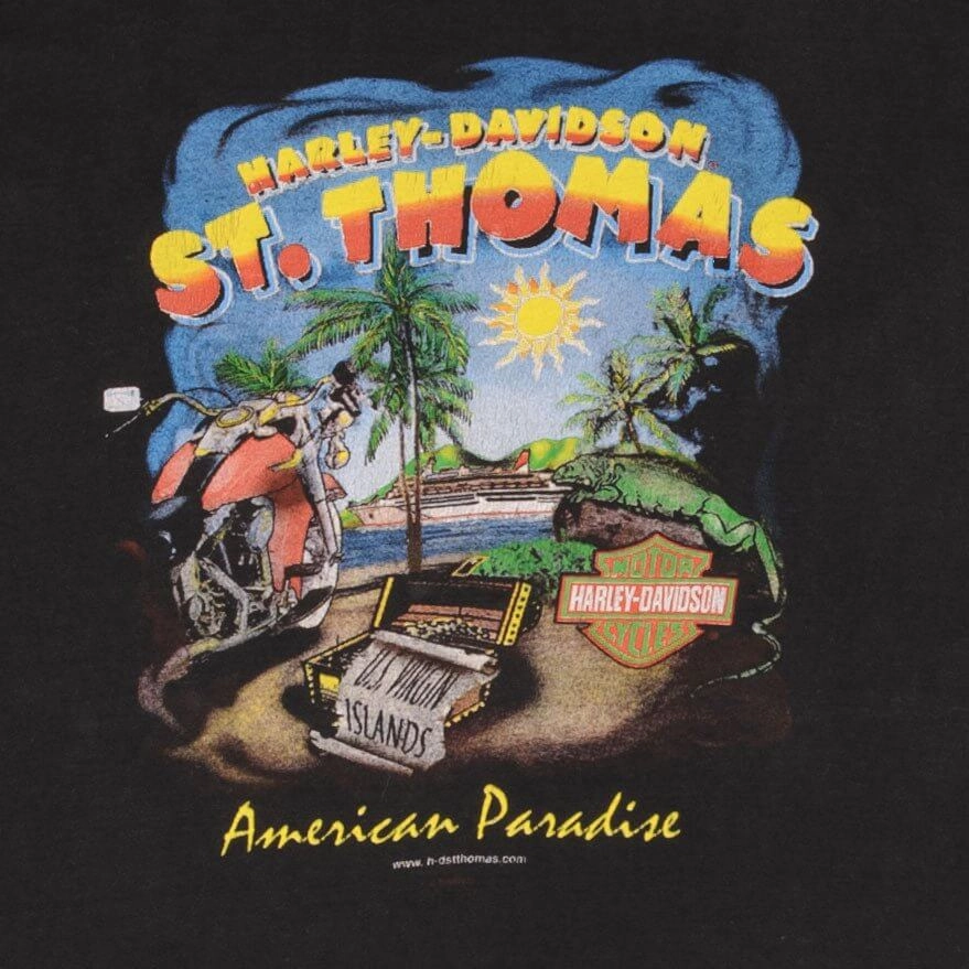 VINTAGE HARLEY DAVIDSON ST THOMAS VIRGIN ISLAND 1998 TEE SHIRT SIZE XL
