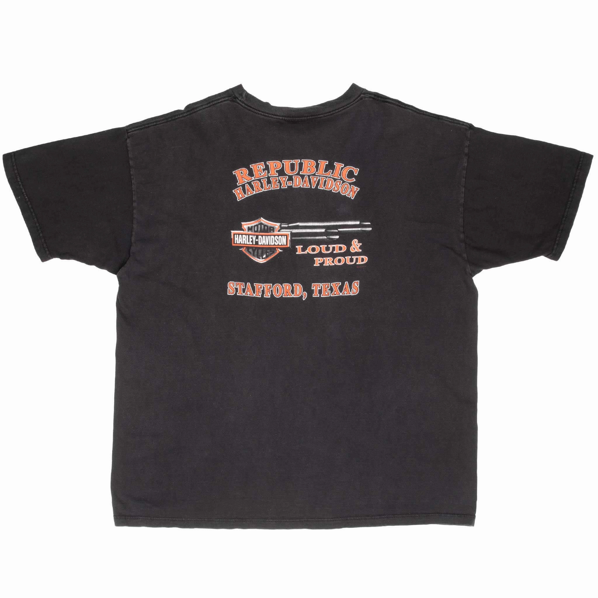 VINTAGE HARLEY DAVIDSON STAFFORD TEXAS 2002 TEE SHIRT 2XL MADE IN USA