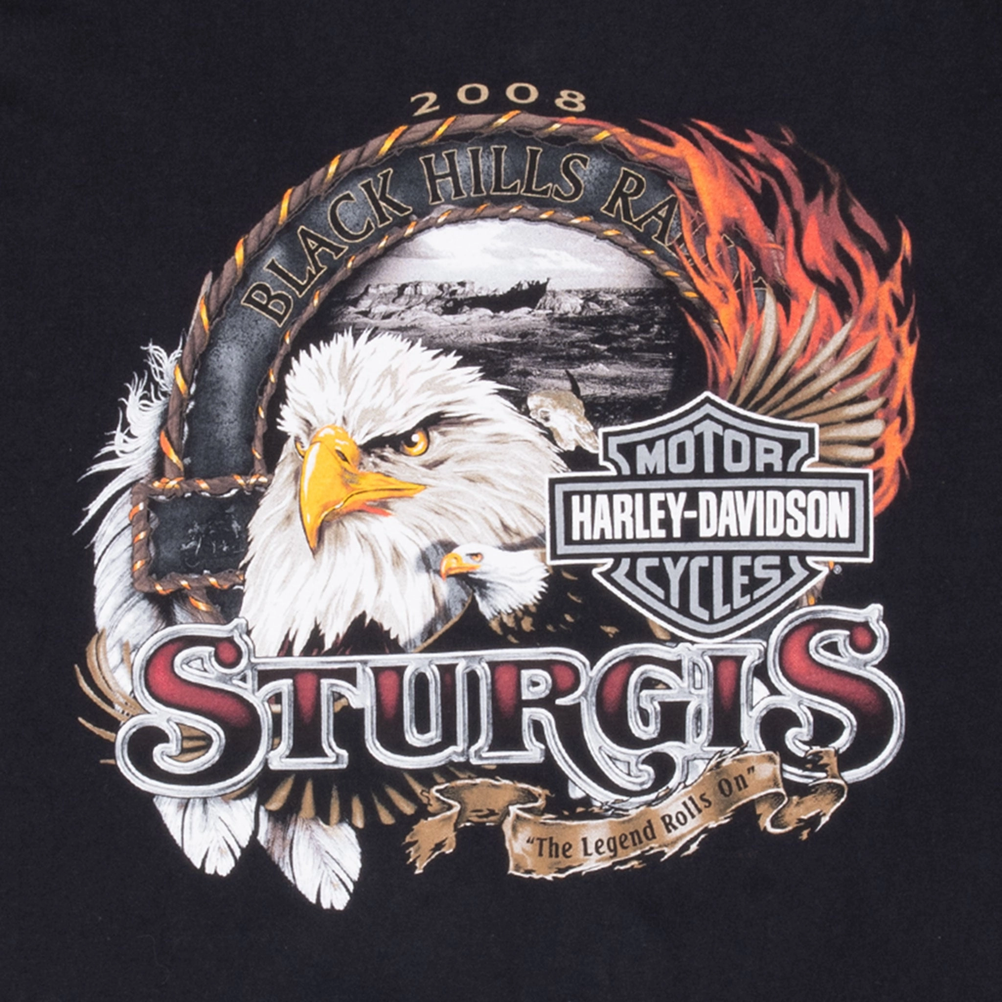 VINTAGE HARLEY DAVIDSON STURGIS 2008 TEE SHIRT LARGE MADE IN USA