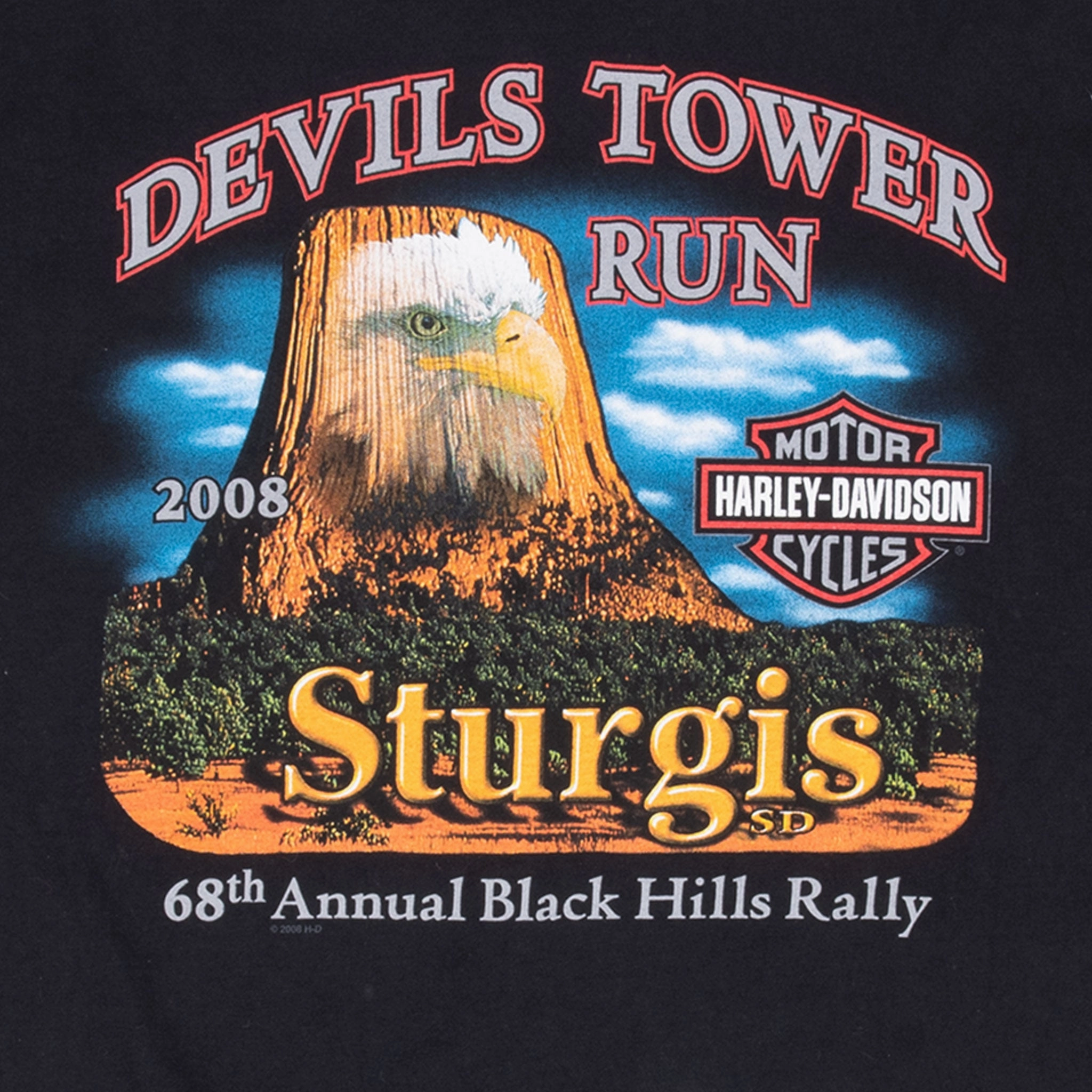 VINTAGE HARLEY DAVIDSON STURGIS 2008 TEE SHIRT LARGE MADE IN USA