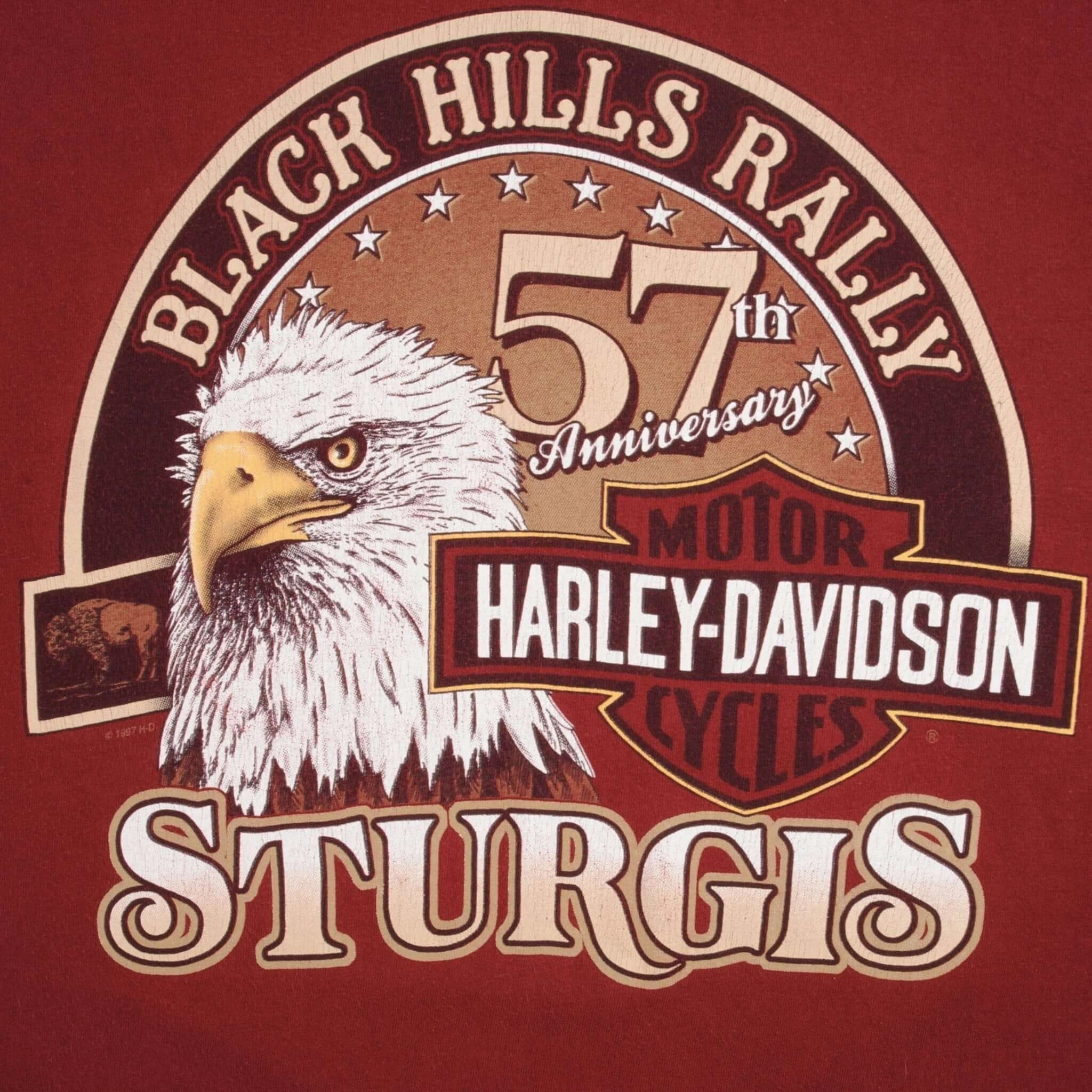 VINTAGE HARLEY DAVIDSON STURGIS BLACK HILLS RALLY TEE SHIRT 1997 XL MADE IN USA