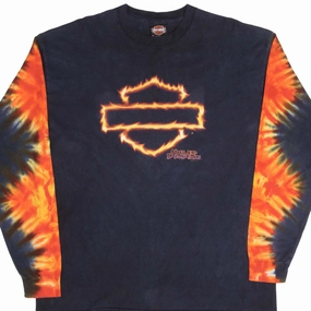 VINTAGE HARLEY DAVIDSON TIE DYE LONG SLEEVES TEE SHIRT 2001 XL MADE IN USA