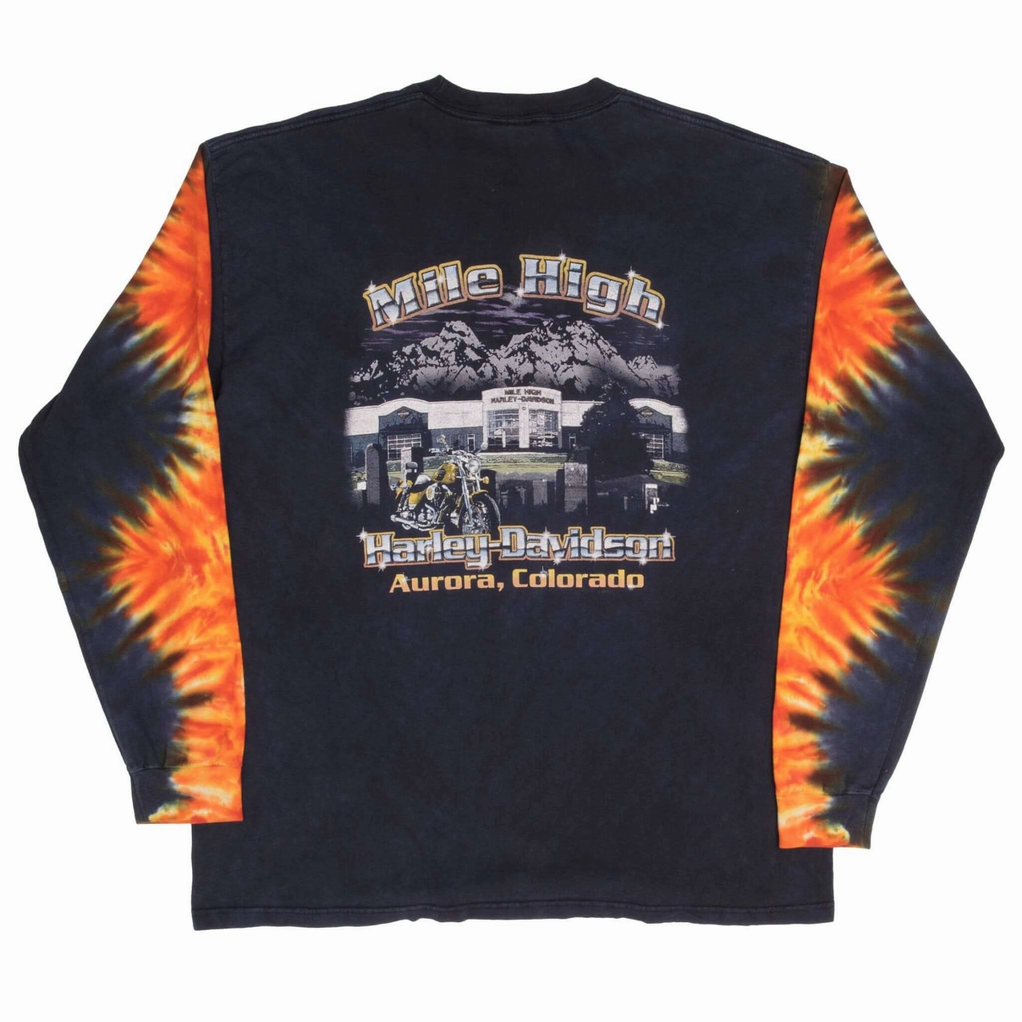 VINTAGE HARLEY DAVIDSON TIE DYE LONG SLEEVES TEE SHIRT 2001 XL MADE IN USA