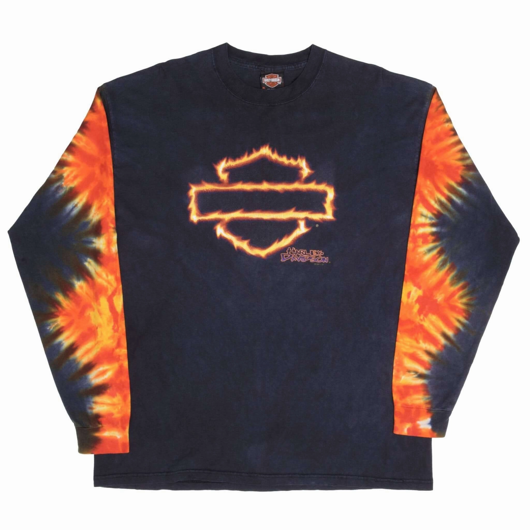 VINTAGE HARLEY DAVIDSON TIE DYE LONG SLEEVES TEE SHIRT 2001 XL MADE IN USA