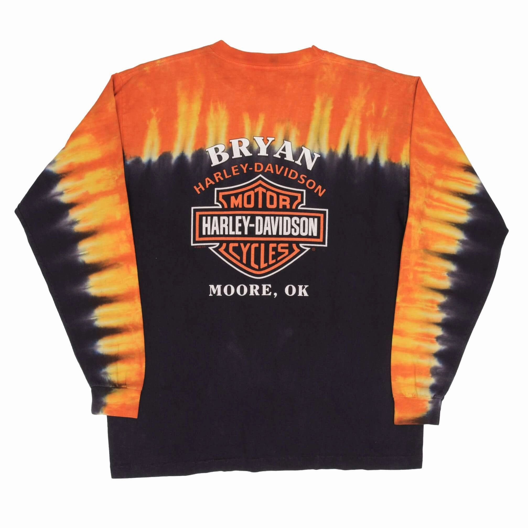 VINTAGE HARLEY DAVIDSON TIE DYE LONG SLEEVES TEE SHIRT 2002 MEDIUM MADE IN USA