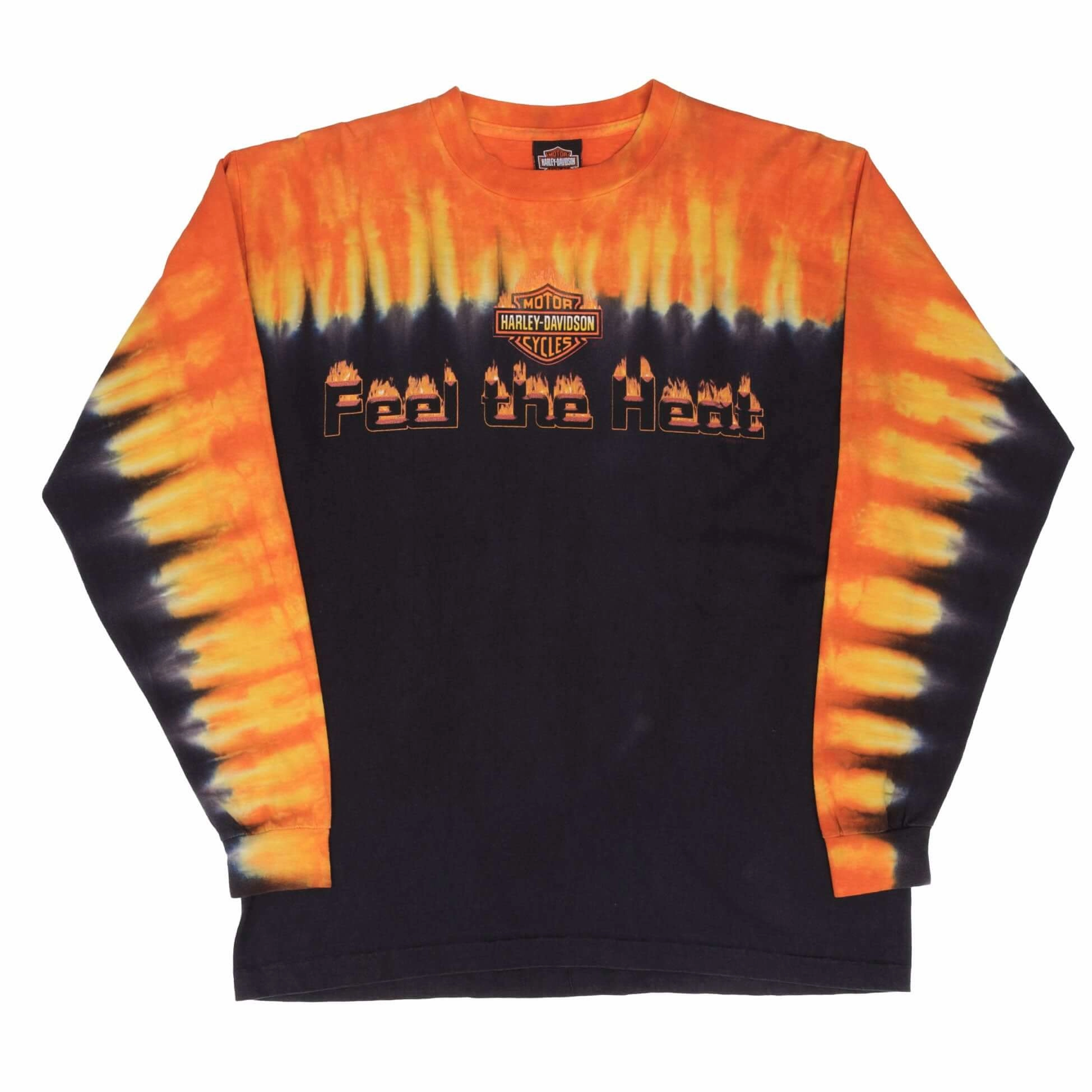 VINTAGE HARLEY DAVIDSON TIE DYE LONG SLEEVES TEE SHIRT 2002 MEDIUM MADE IN USA