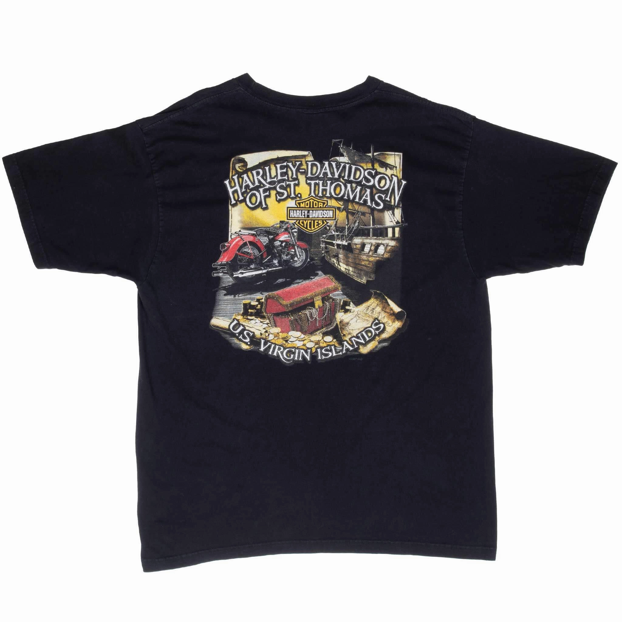 VINTAGE HARLEY DAVIDSON US VIRGIN ISLAND 2007 TEE SHIRT LARGE MADE IN USA