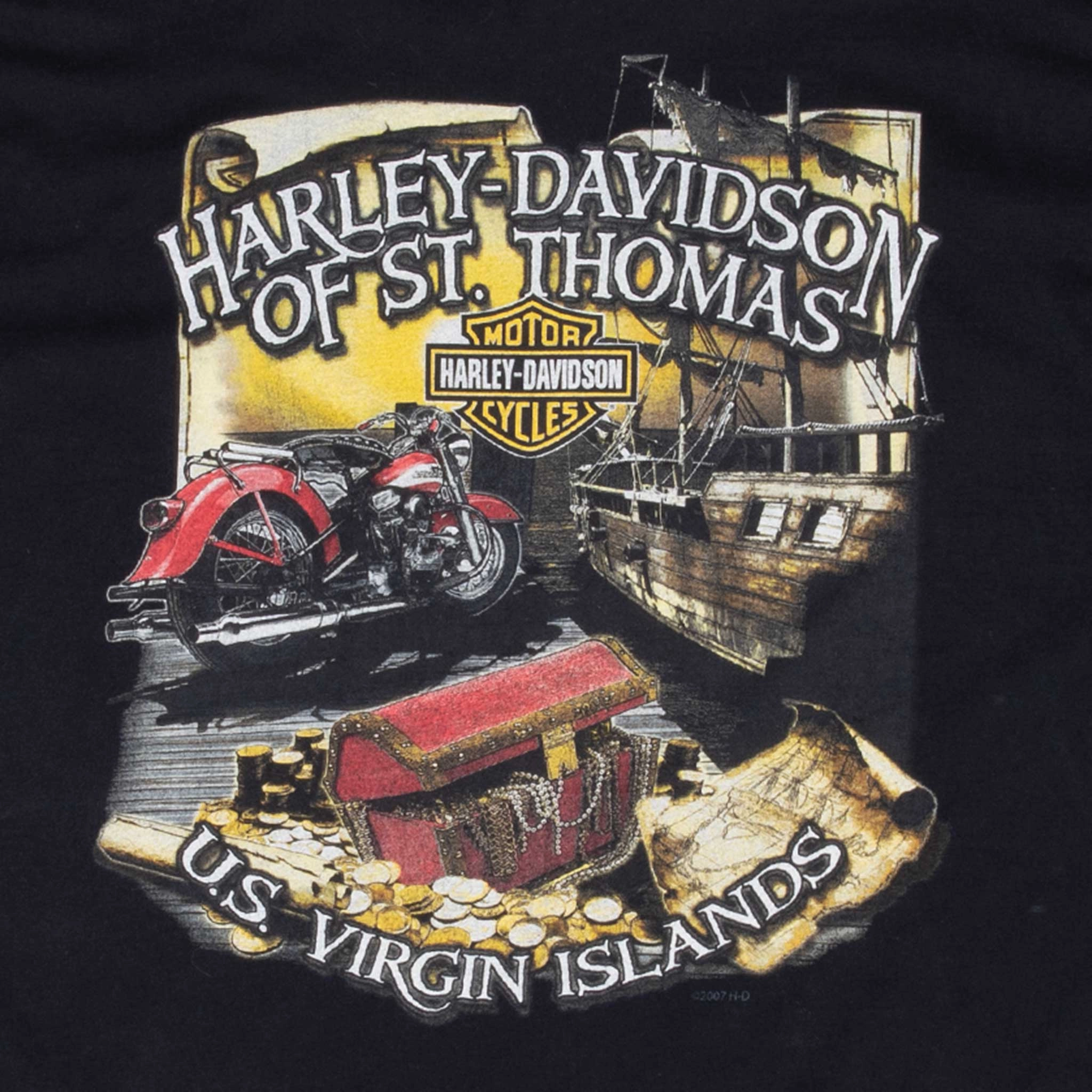 VINTAGE HARLEY DAVIDSON US VIRGIN ISLAND 2007 TEE SHIRT LARGE MADE IN USA