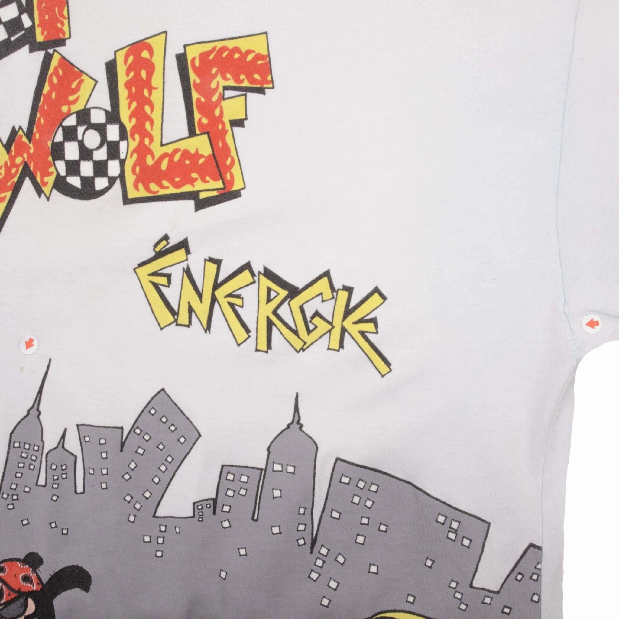 VINTAGE HARLEY WOLF ENERGIE BIKER ALL OVER PRINT TEE SHIRT 1990S XL MADE ITALY
