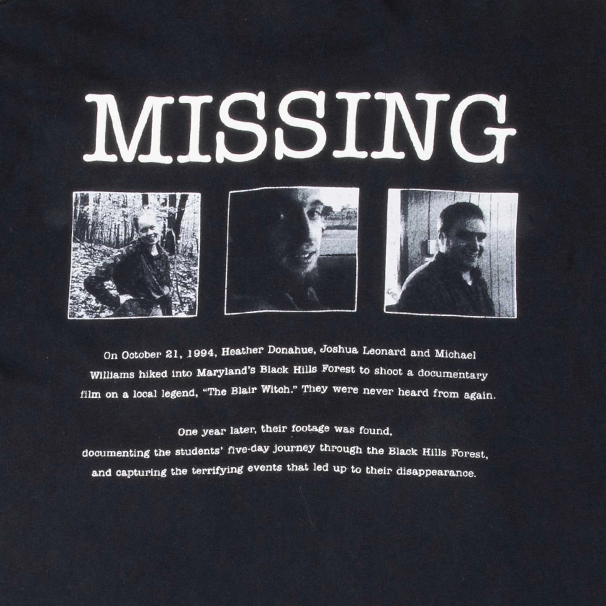 VINTAGE HORROR MOVIE THE BLAIR WITCH PROJECT 1990S TEE SHIRT XL