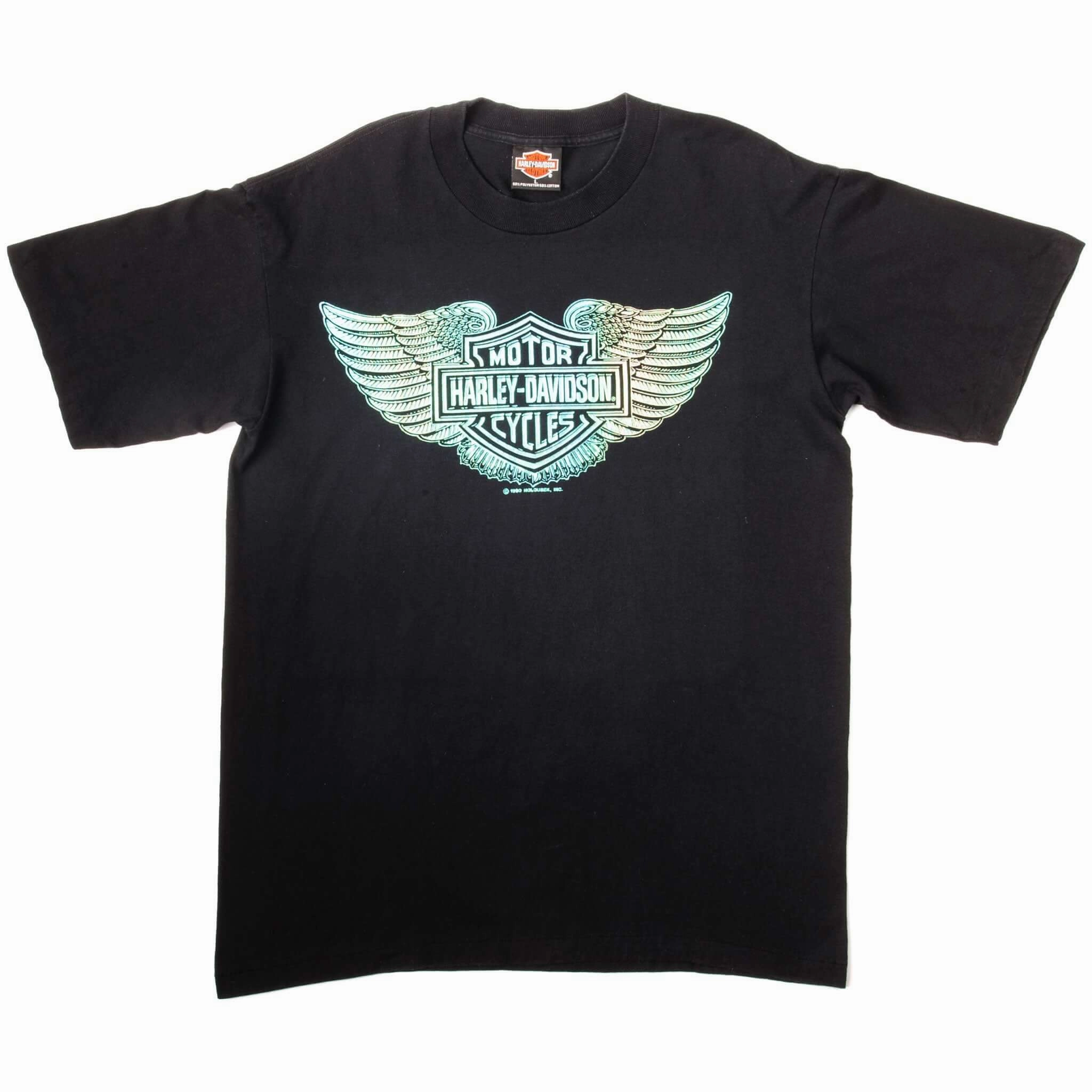 VINTAGE IRIDESCENT HARLEY DAVIDSON TEE SHIRT 1990 SIZE LARGE MADE IN USA