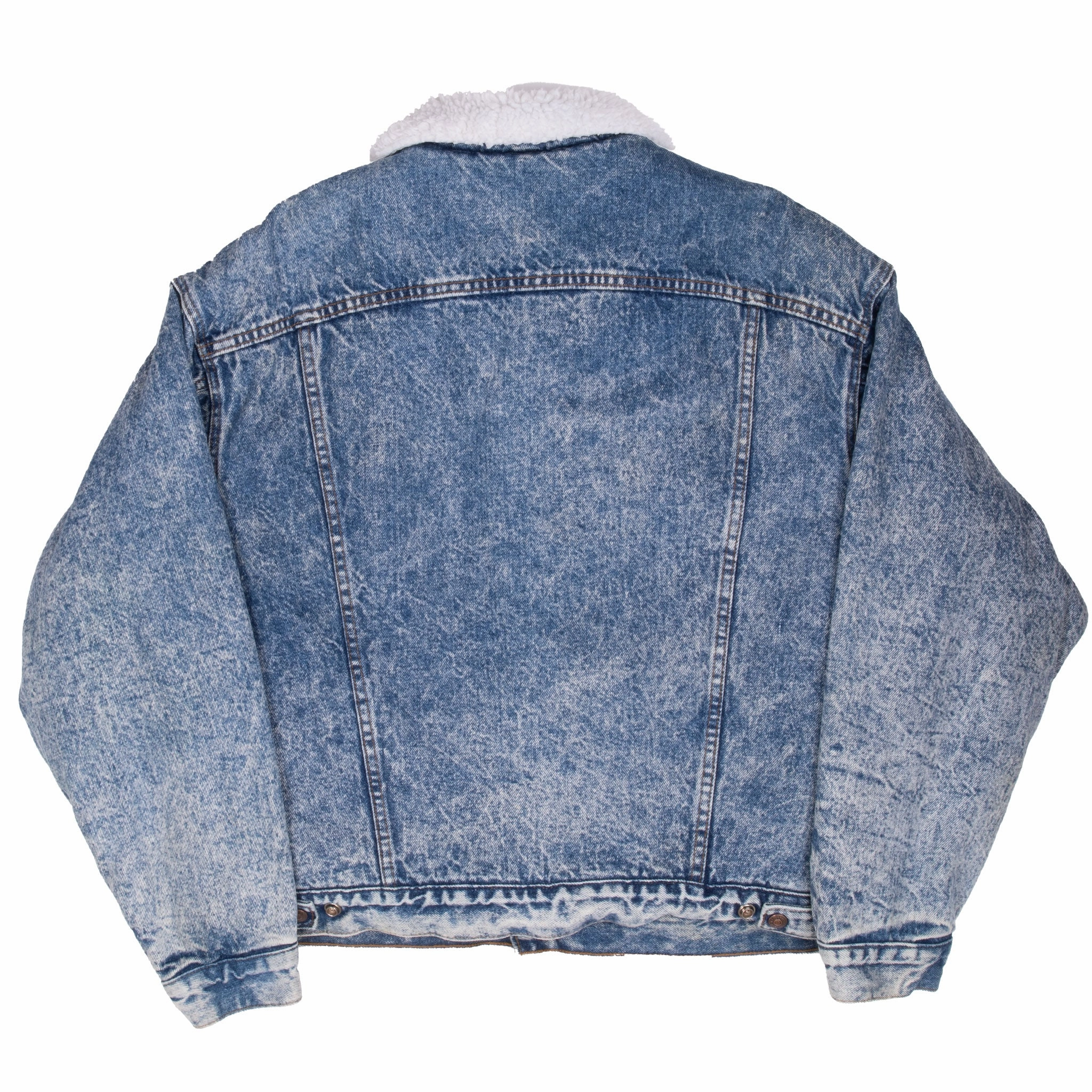 VINTAGE LEVIS SHERPA TRUCKER BLUE DENIM JACKET 1980S XL MADE IN USA