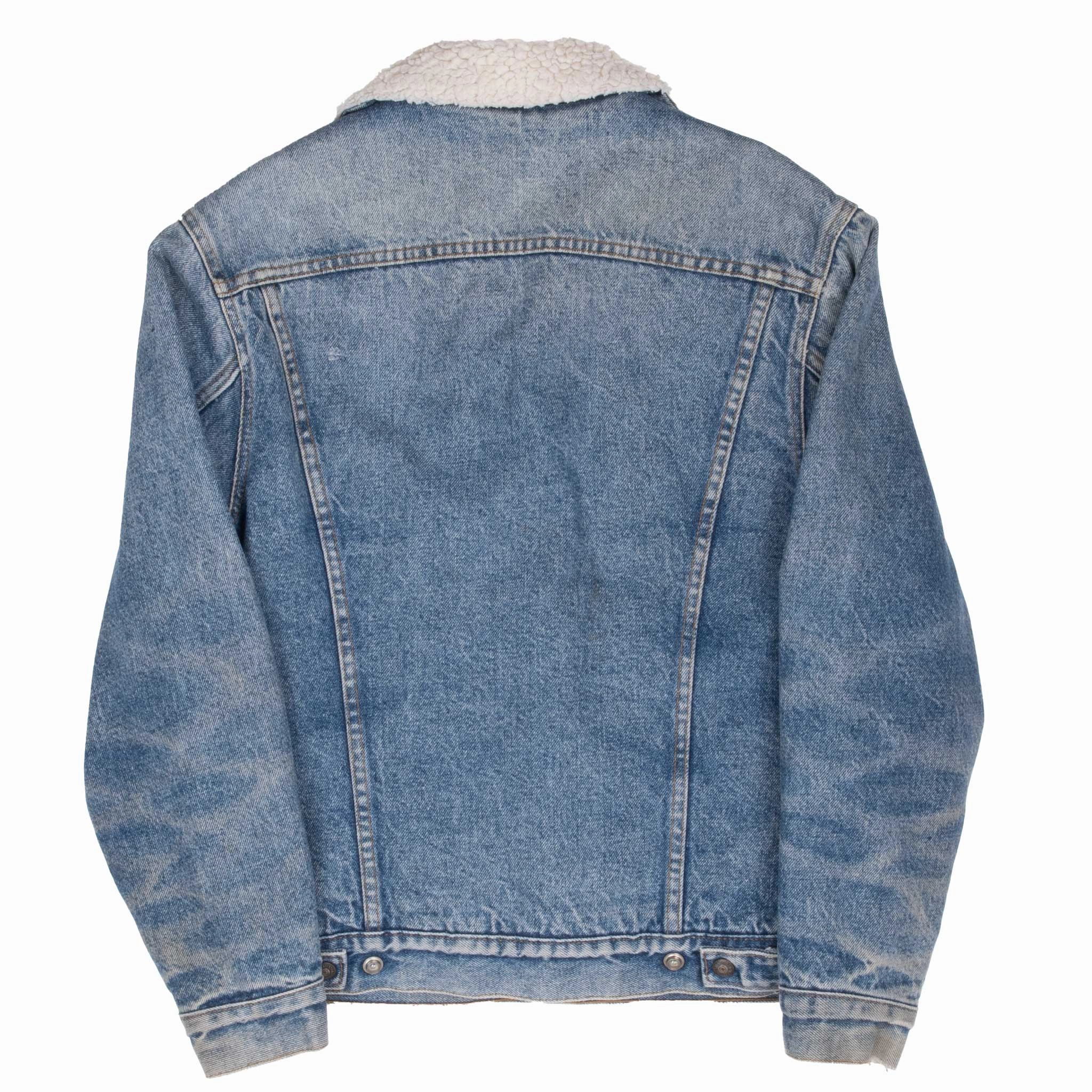 VINTAGE LEVIS SHERPA TRUCKER DENIM JACKET 1980S SIZE 34R XS MADE IN USA