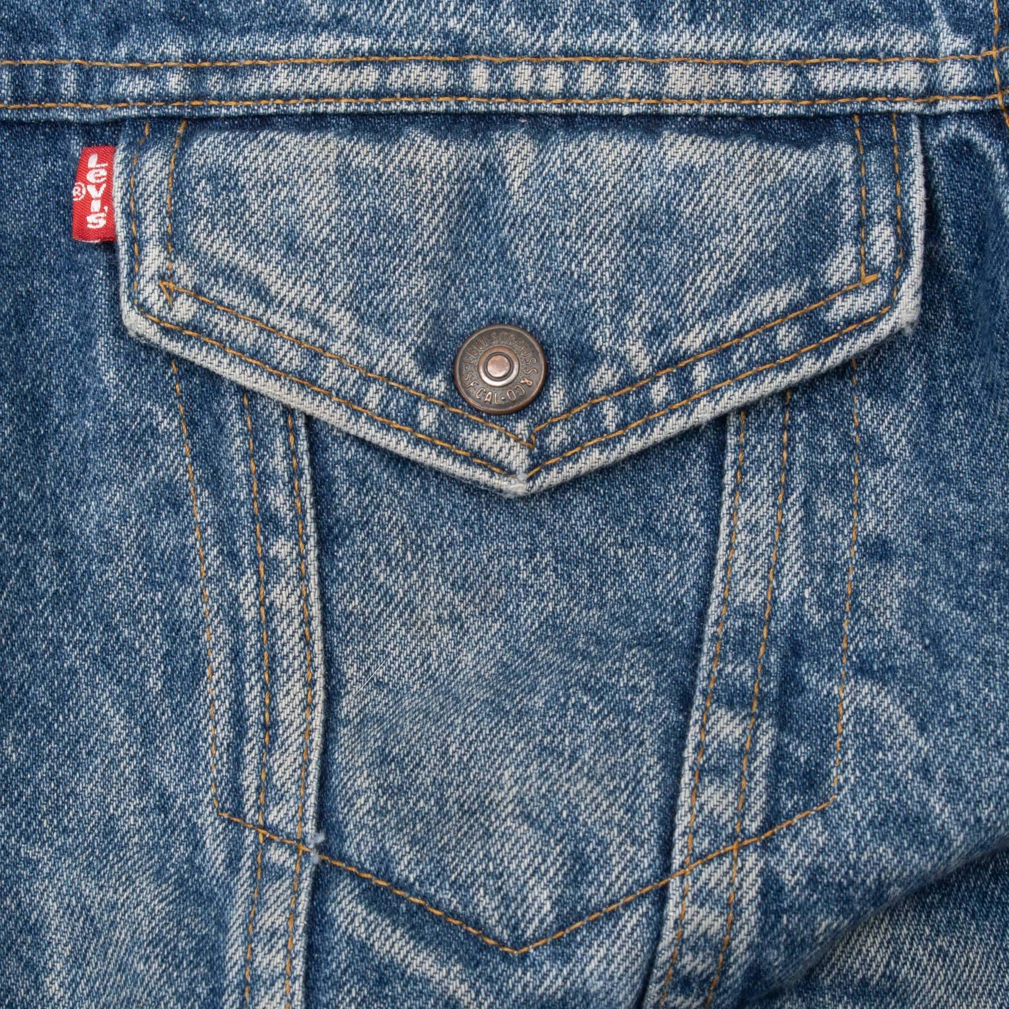 VINTAGE LEVIS SHERPA TRUCKER DENIM JACKET 1980S SIZE 34R XS MADE IN USA