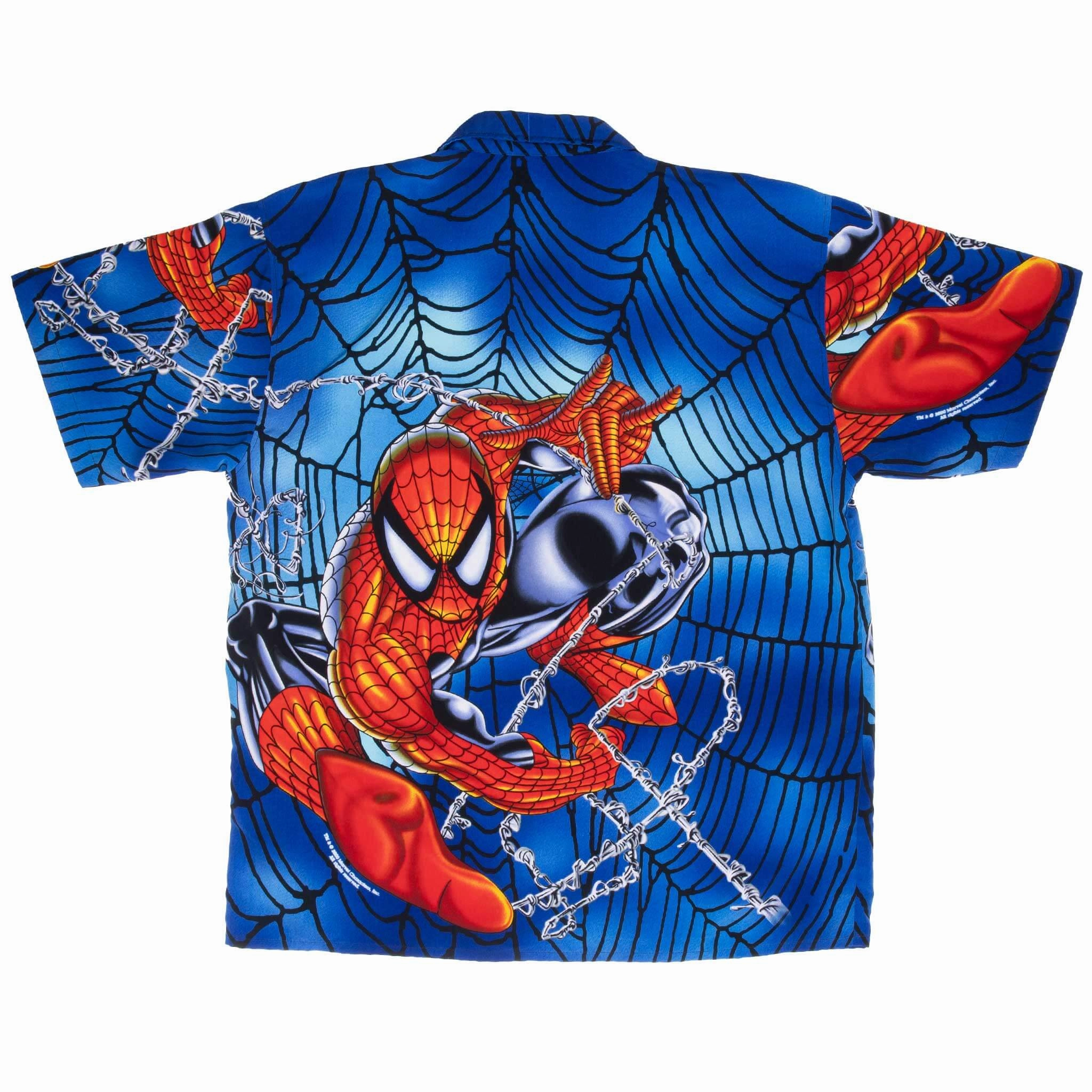 VINTAGE MARVEL SPIDER MAN 2000 ALL OVER PRINT HAWAIIAN SHIRT XL