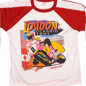VINTAGE MOTO GP LOUDON CLASSIC LONG SLEEVES TEE SHIRT 1991 SIZE L/XL MADE IN USA