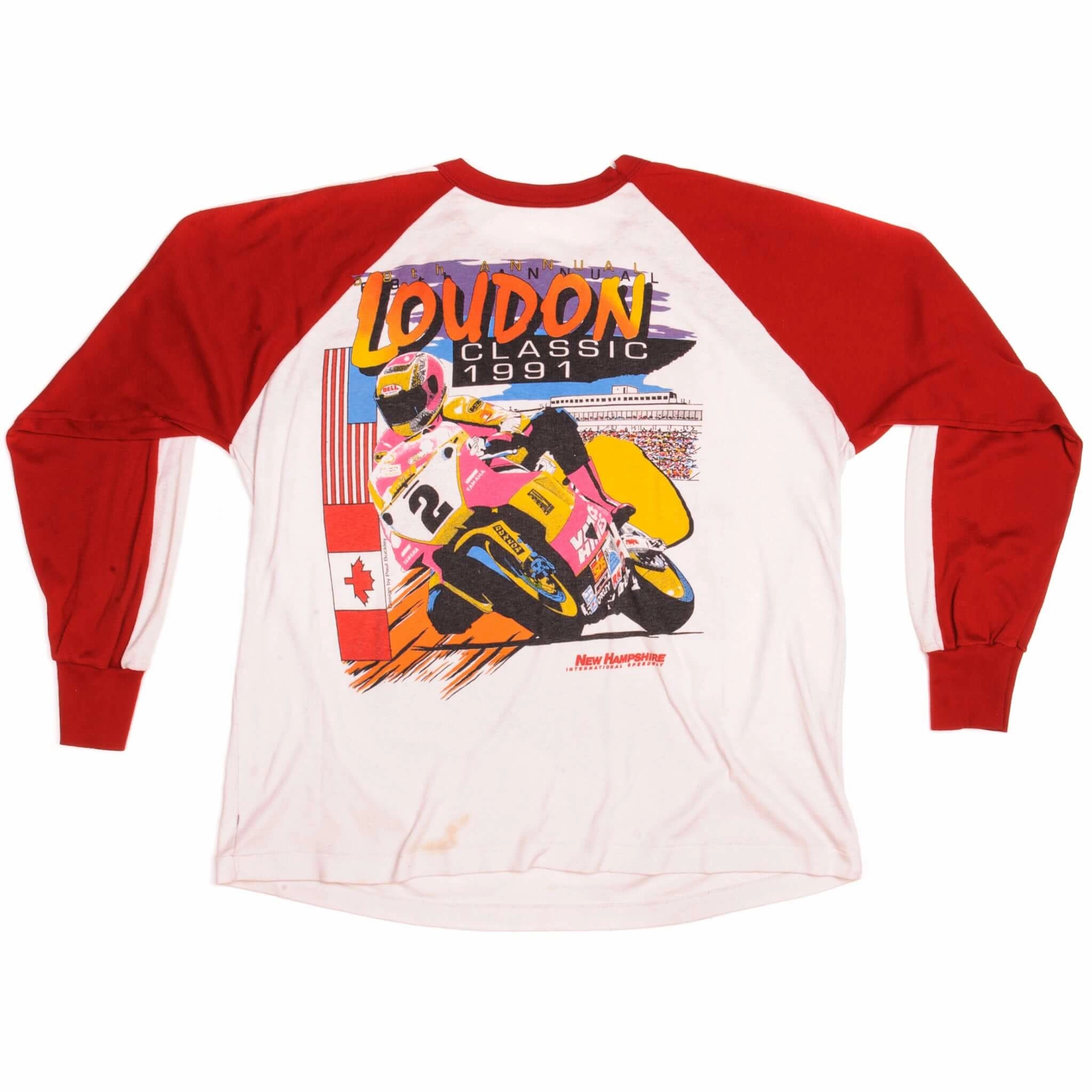 VINTAGE MOTO GP LOUDON CLASSIC LONG SLEEVES TEE SHIRT 1991 SIZE L/XL MADE IN USA