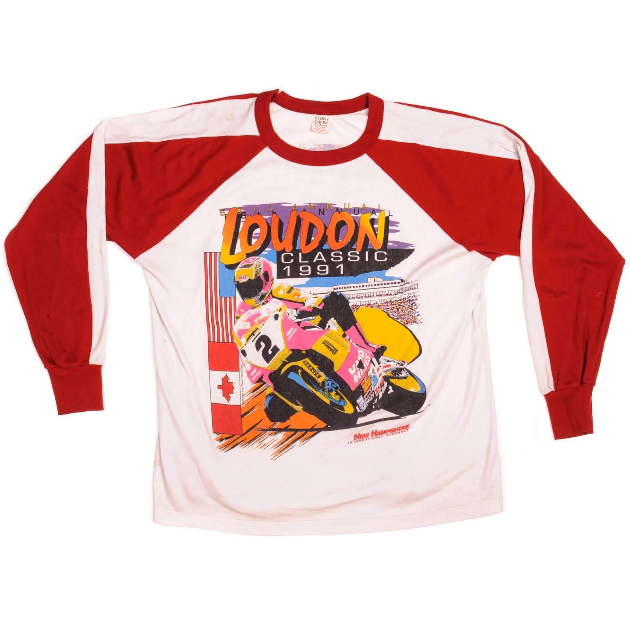 VINTAGE MOTO GP LOUDON CLASSIC LONG SLEEVES TEE SHIRT 1991 SIZE L/XL MADE IN USA