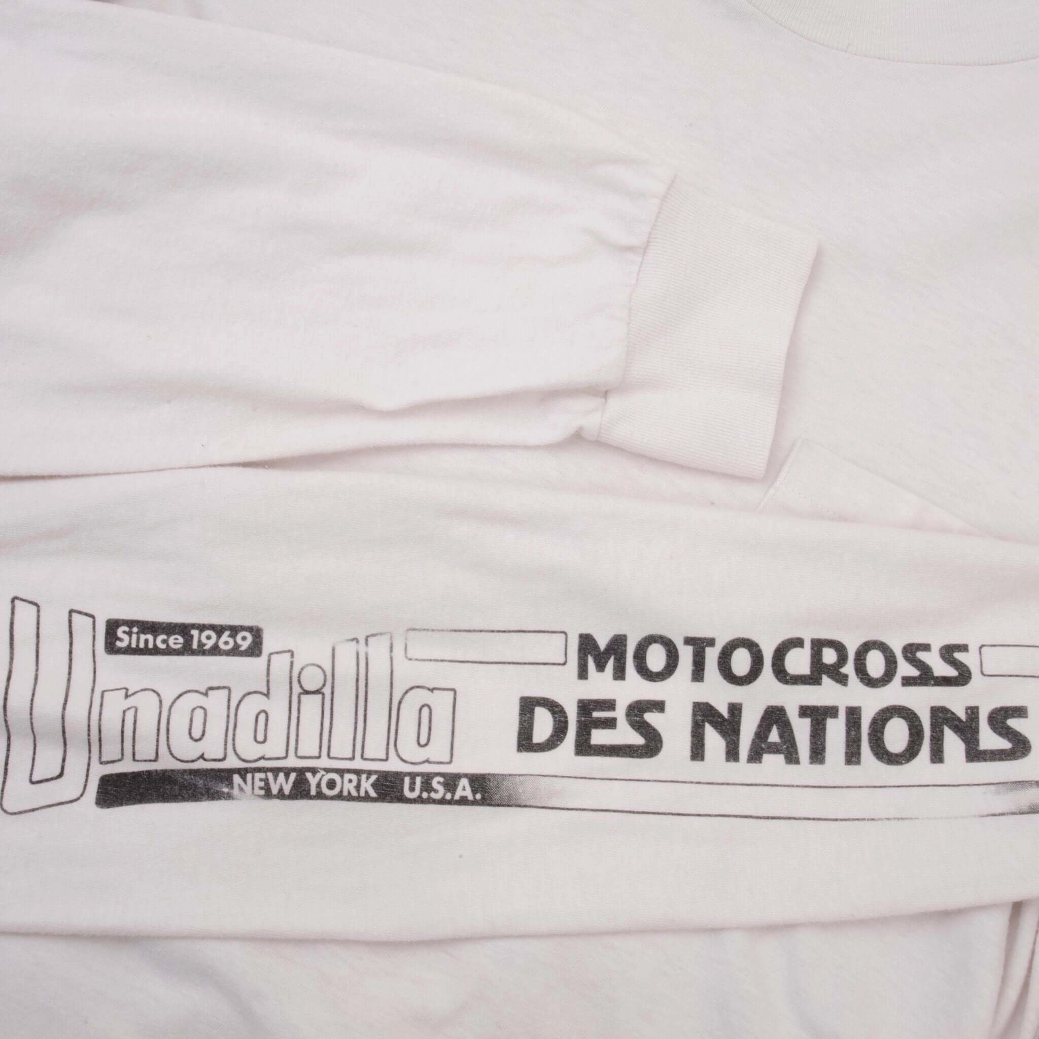 VINTAGE MOTOCROSS DES NATIONS UNADILLA LONG SLEEVE TEE SHIRT 1987 XL MADE USA