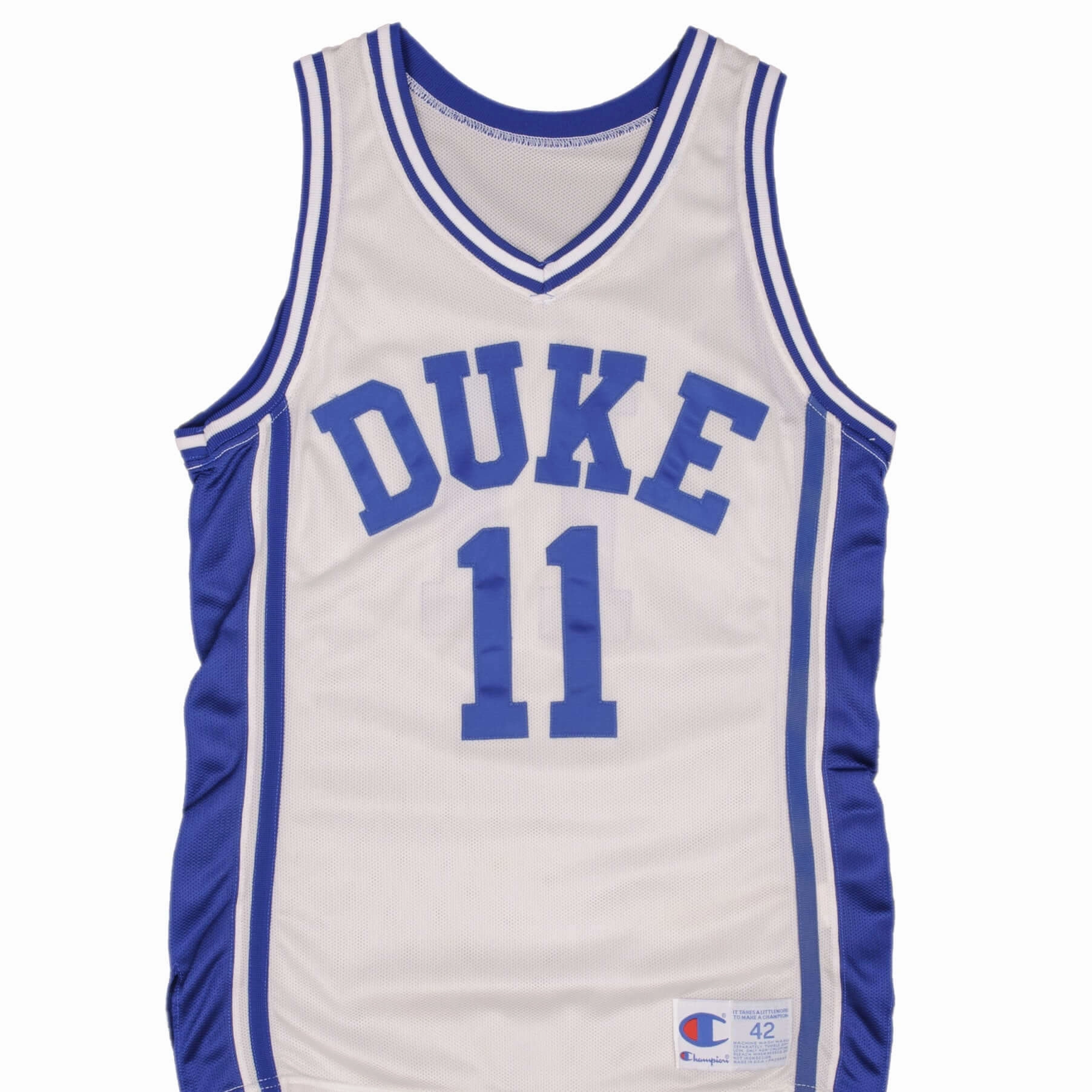 VINTAGE NCAA CHAMPION DUKE BLUE DEVILS #11 1990S JERSEY SIZE 42 MADE IN USA