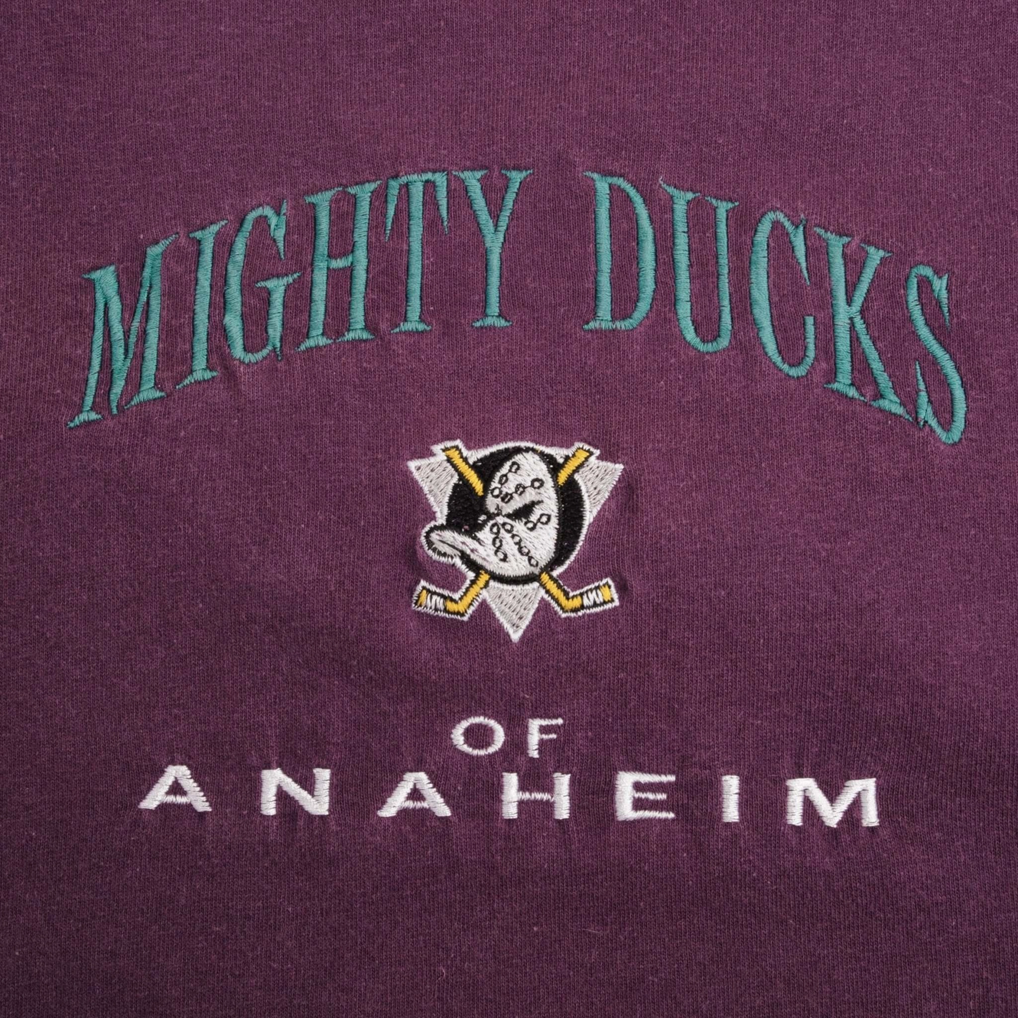 VINTAGE NHL ANAHEIM MIGHTY DUCKS EMBROIDERED TEE SHIRT 1990S XL MADE IN USA