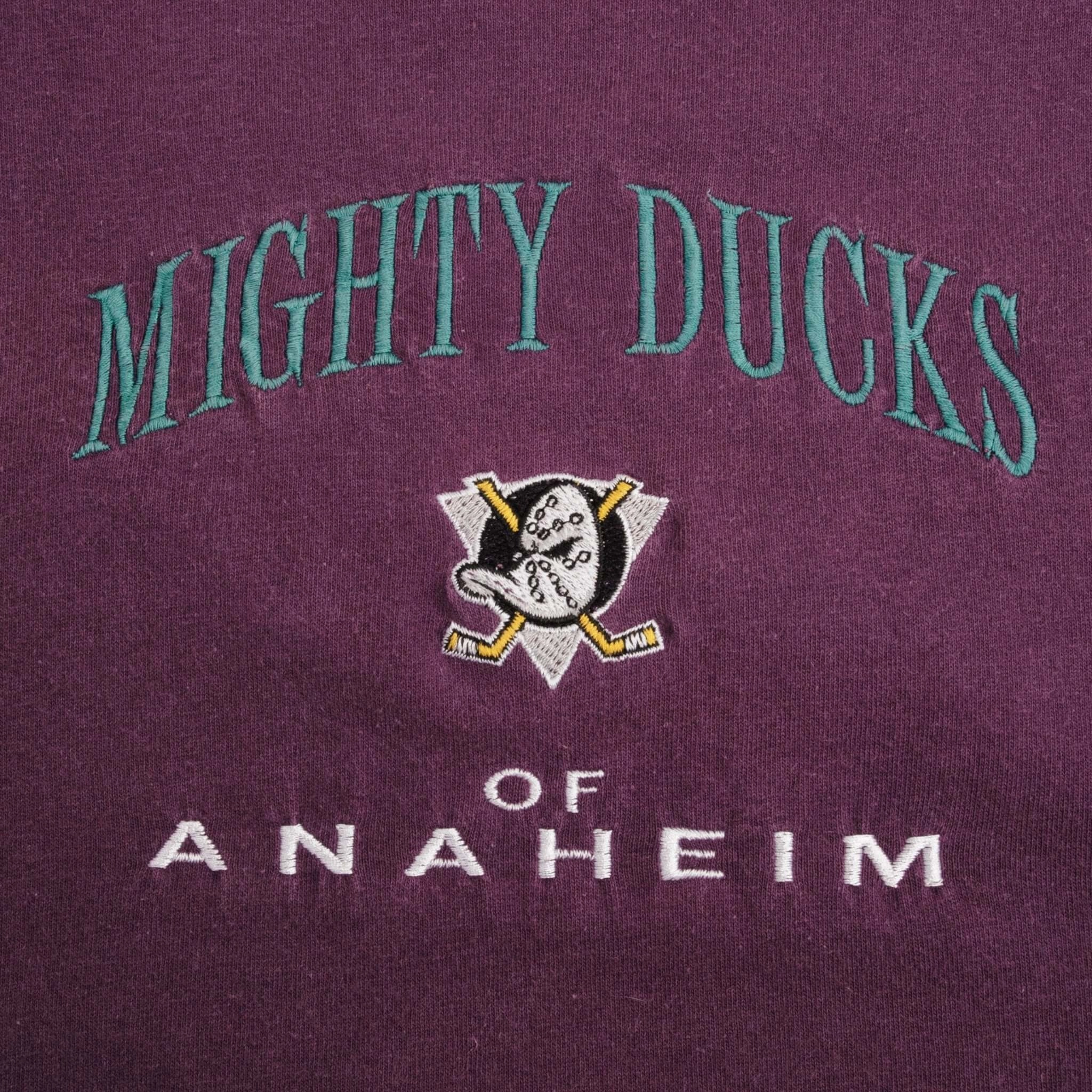 VINTAGE NHL ANAHEIM MIGHTY DUCKS EMBROIDERED TEE SHIRT 1990S XL MADE IN USA