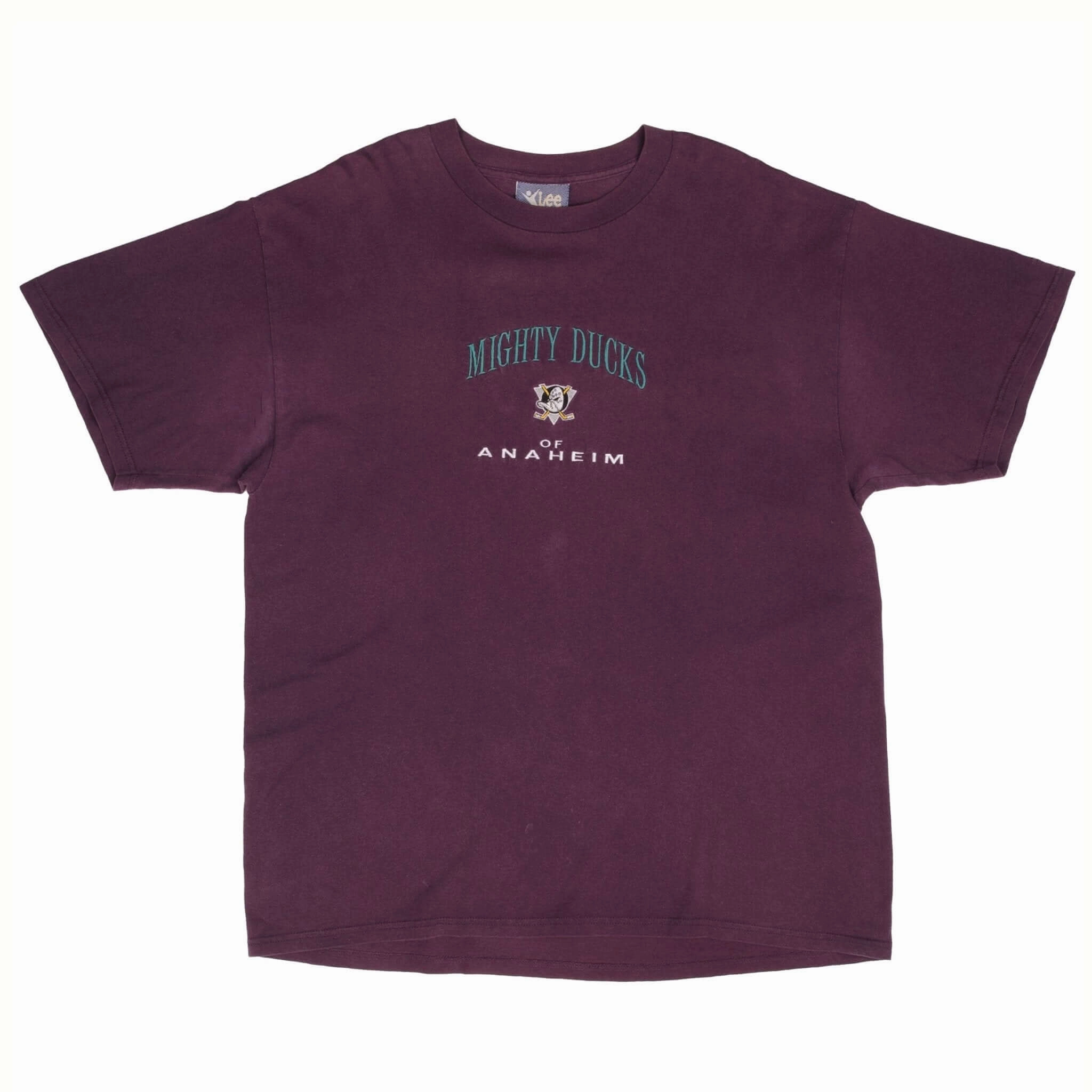 VINTAGE NHL ANAHEIM MIGHTY DUCKS EMBROIDERED TEE SHIRT 1990S XL MADE IN USA