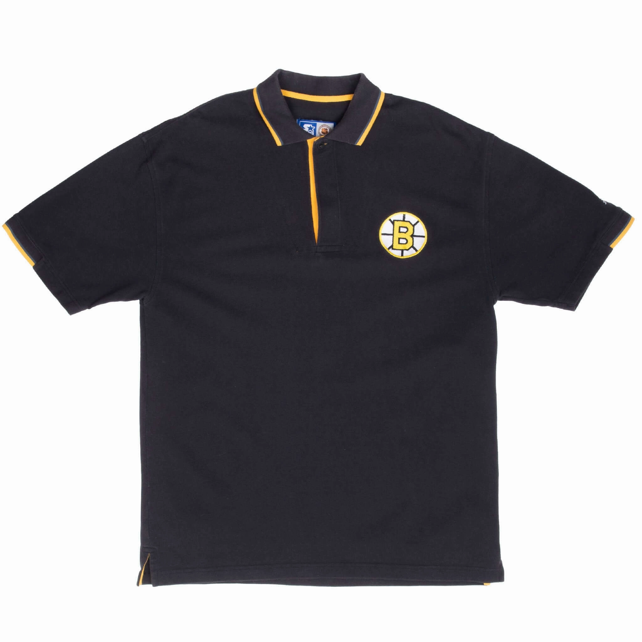 VINTAGE NHL BOSTON BRUINS STARTER POLO SHIRT 1990S LARGE