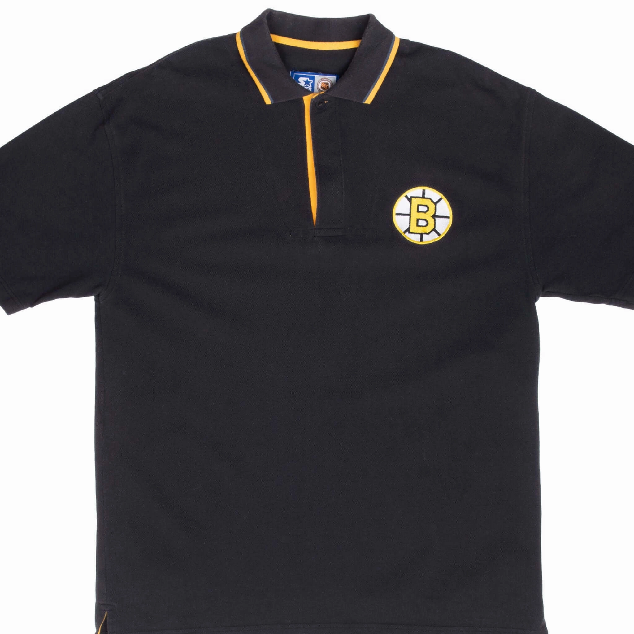 VINTAGE NHL BOSTON BRUINS STARTER POLO SHIRT 1990S LARGE
