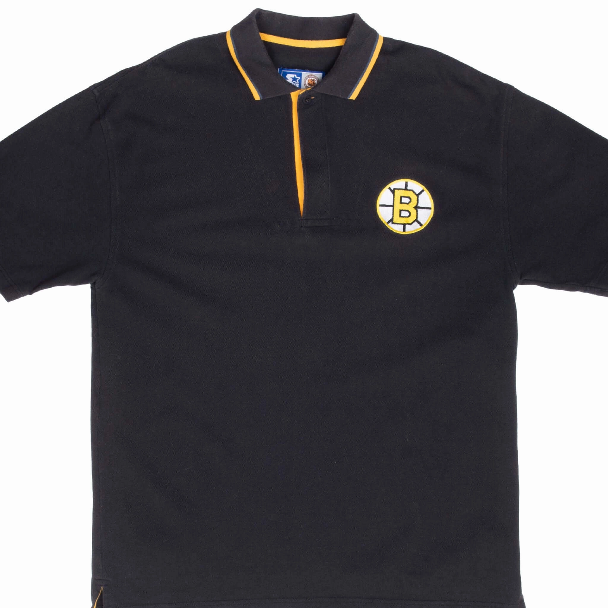 VINTAGE NHL BOSTON BRUINS STARTER POLO SHIRT 1990S LARGE