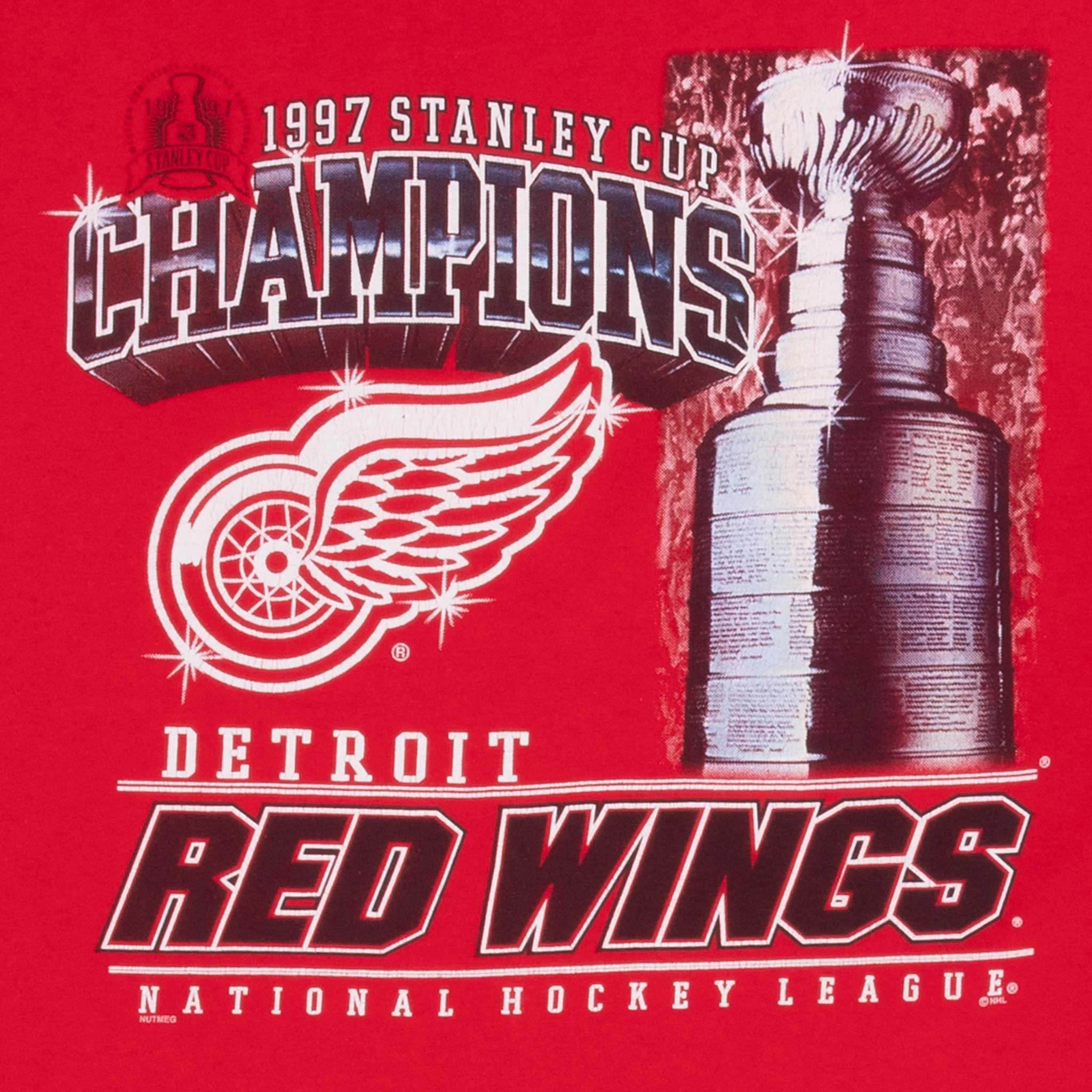 VINTAGE NHL DETROIT RED WINGS CHAMPIONS 1997 TEE SHIRT LARGE