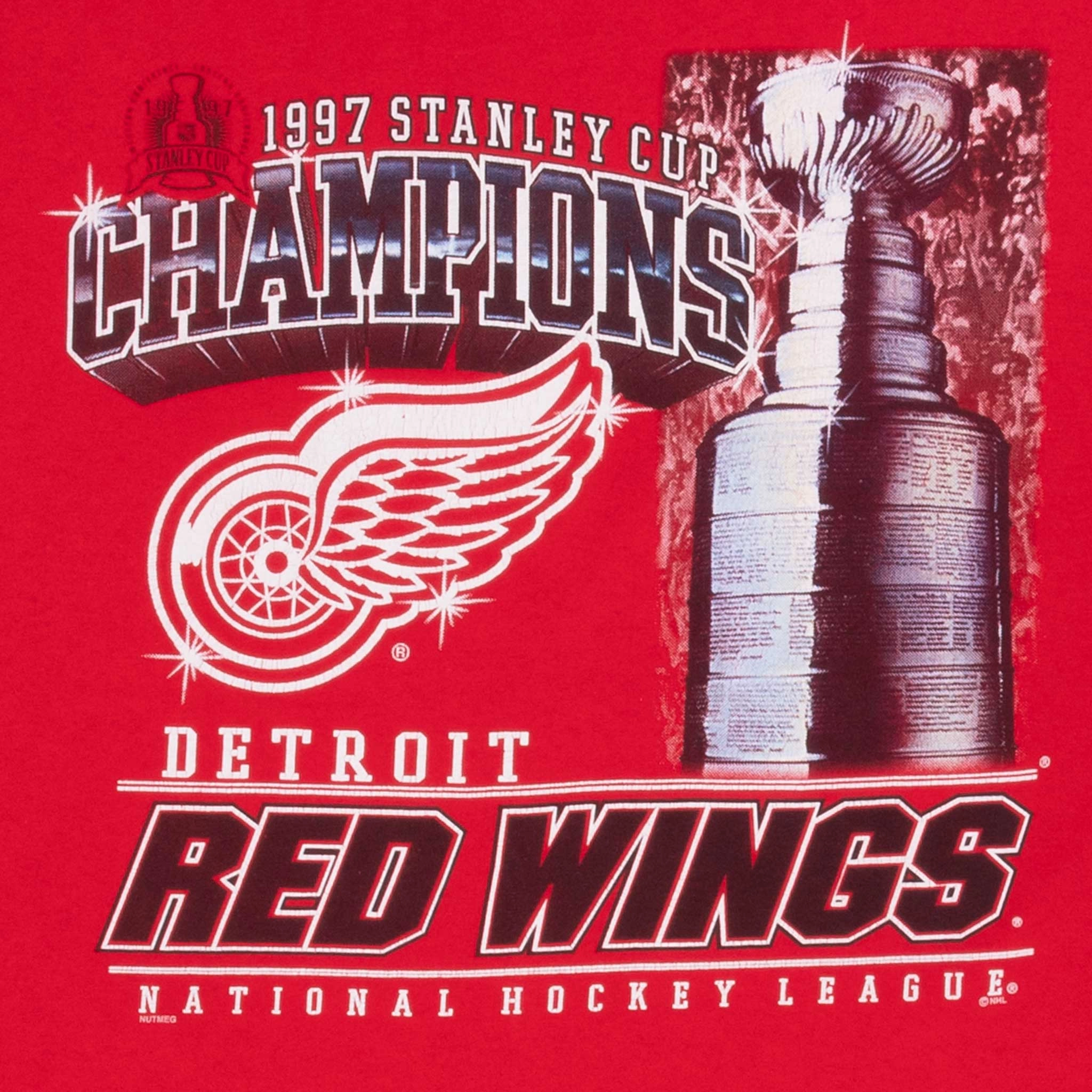 VINTAGE NHL DETROIT RED WINGS CHAMPIONS 1997 TEE SHIRT LARGE
