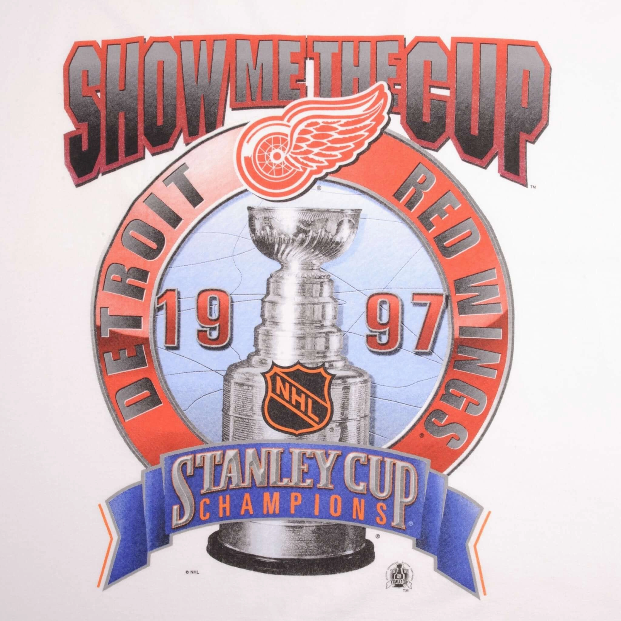 VINTAGE NHL DETROIT RED WINGS STANLEY CUP CHAMPIONS 1997 TEE SHIRT 2XL MADE USA
