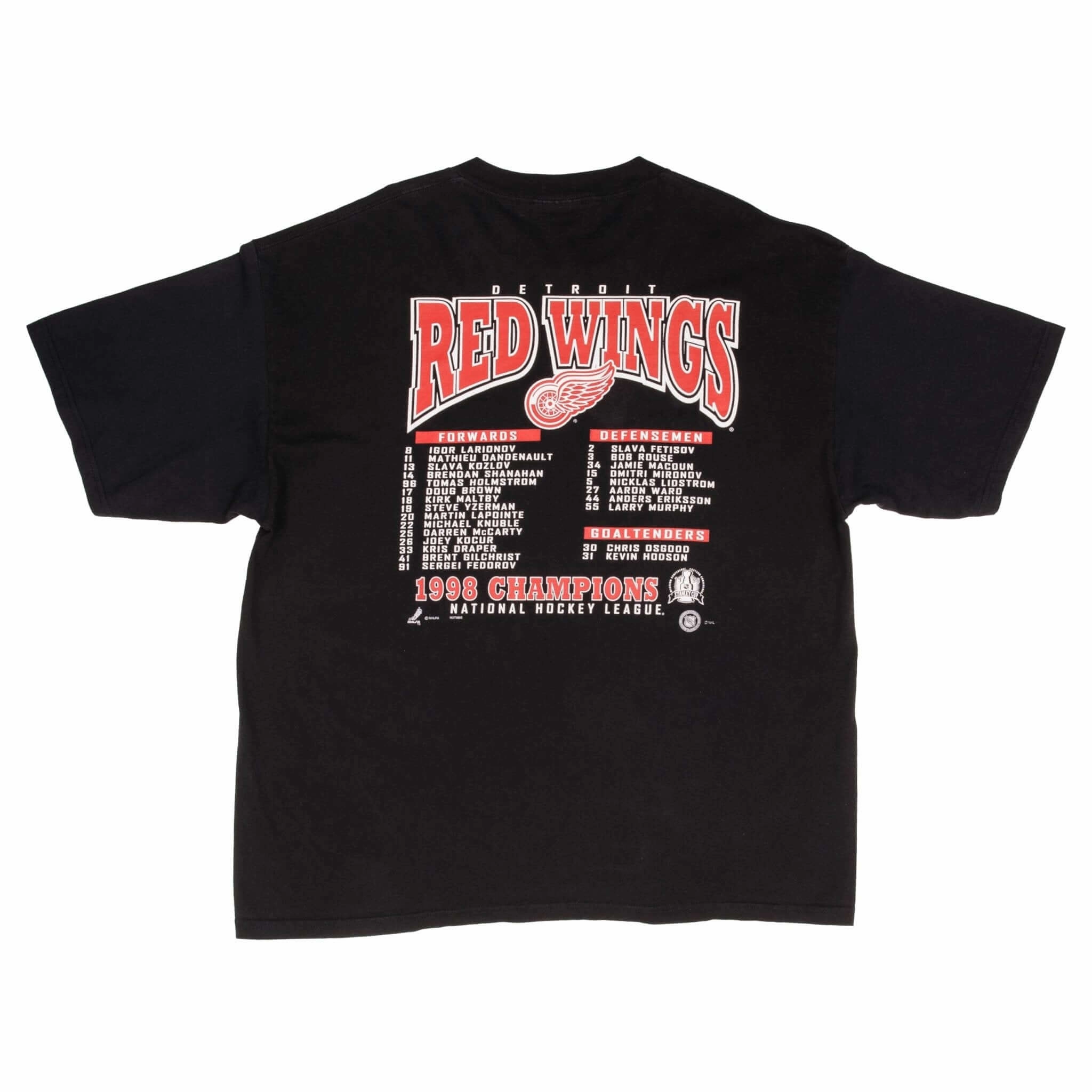 VINTAGE NHL DETROIT RED WINGS STANLEY CUP CHAMPIONS 1998 TEE SHIRT 2XL