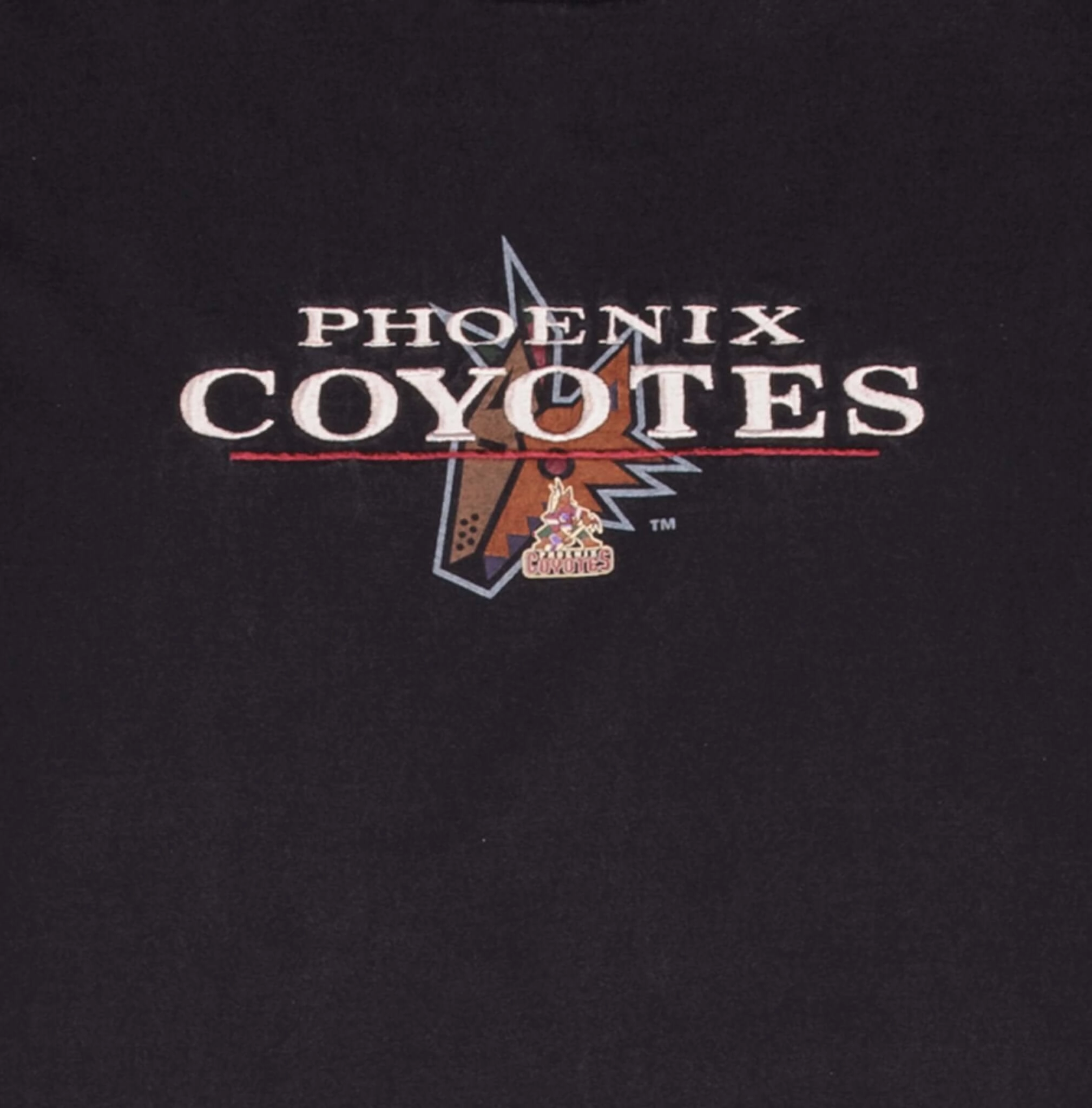 VINTAGE NHL PHOENIX COYOTES EMBROIDERED 1990S TEE SHIRT SIZE LARGE MADE IN USA