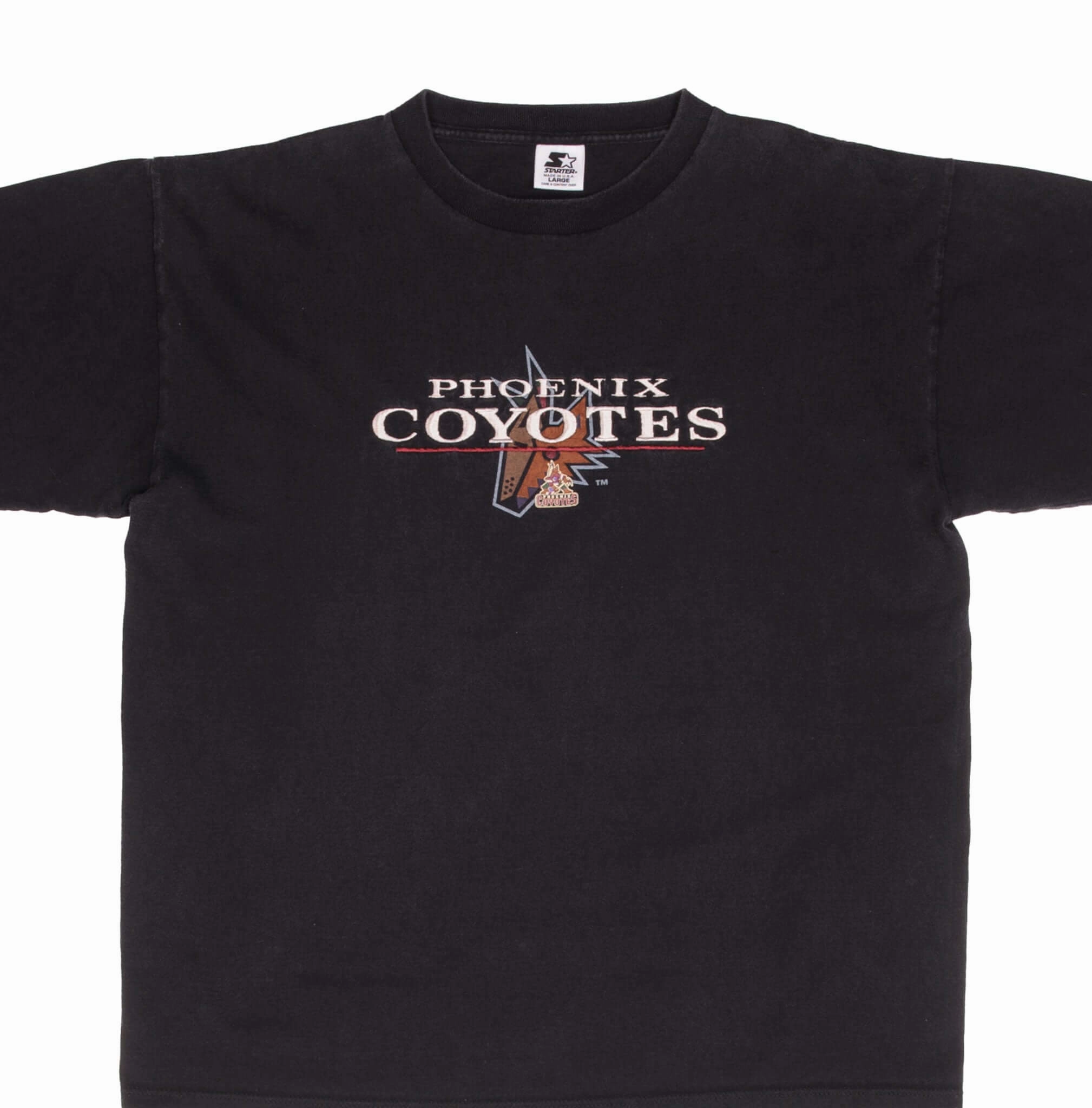 VINTAGE NHL PHOENIX COYOTES EMBROIDERED 1990S TEE SHIRT SIZE LARGE MADE IN USA
