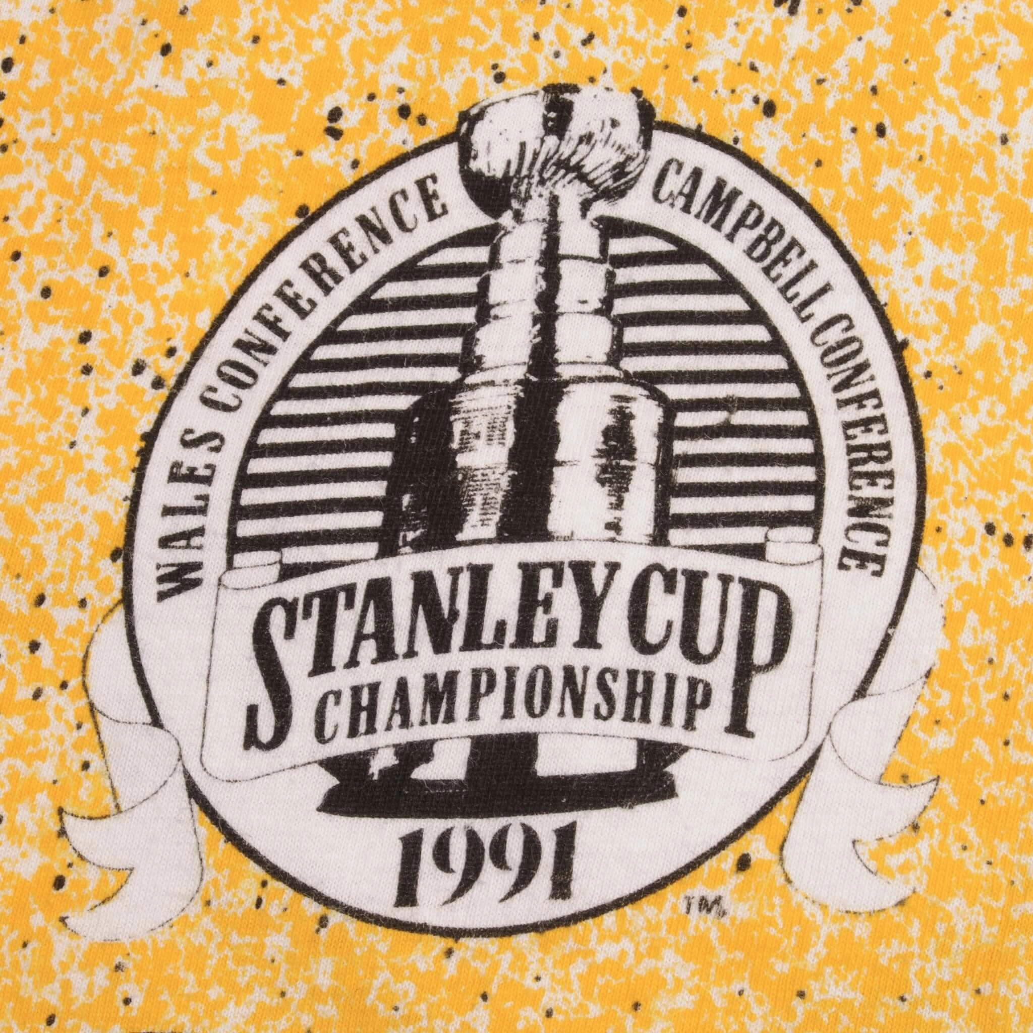 VINTAGE NHL PITTSBURGH PENGUINS STANLEY CUP 1991 ALL OVER PRINT TEE SHIRT MEDIUM