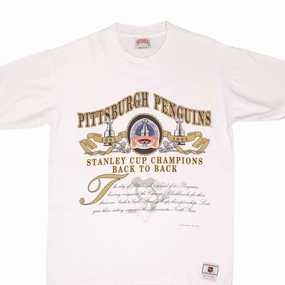 VINTAGE NHL PITTSBURGH PENGUINS STANLEY CUP CHAMPS TEE SHIRT 1992 LARGE MADE USA