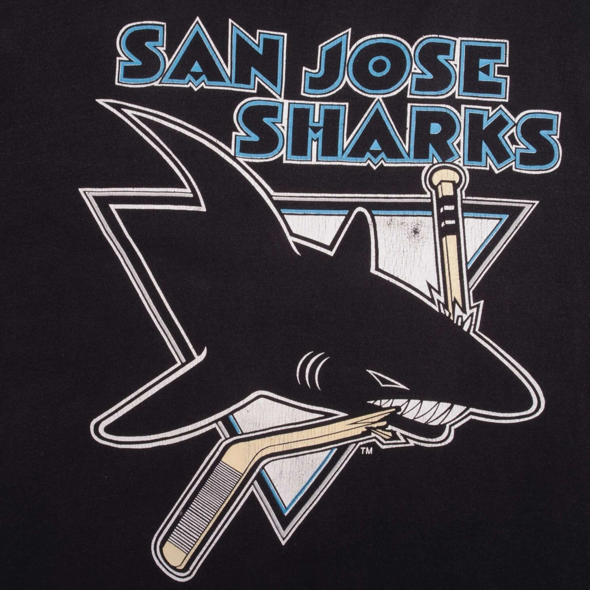 VINTAGE NHL SAN JOSE SHARKS TEE SHIRT 1990S SIZE LARGE MADE IN USA