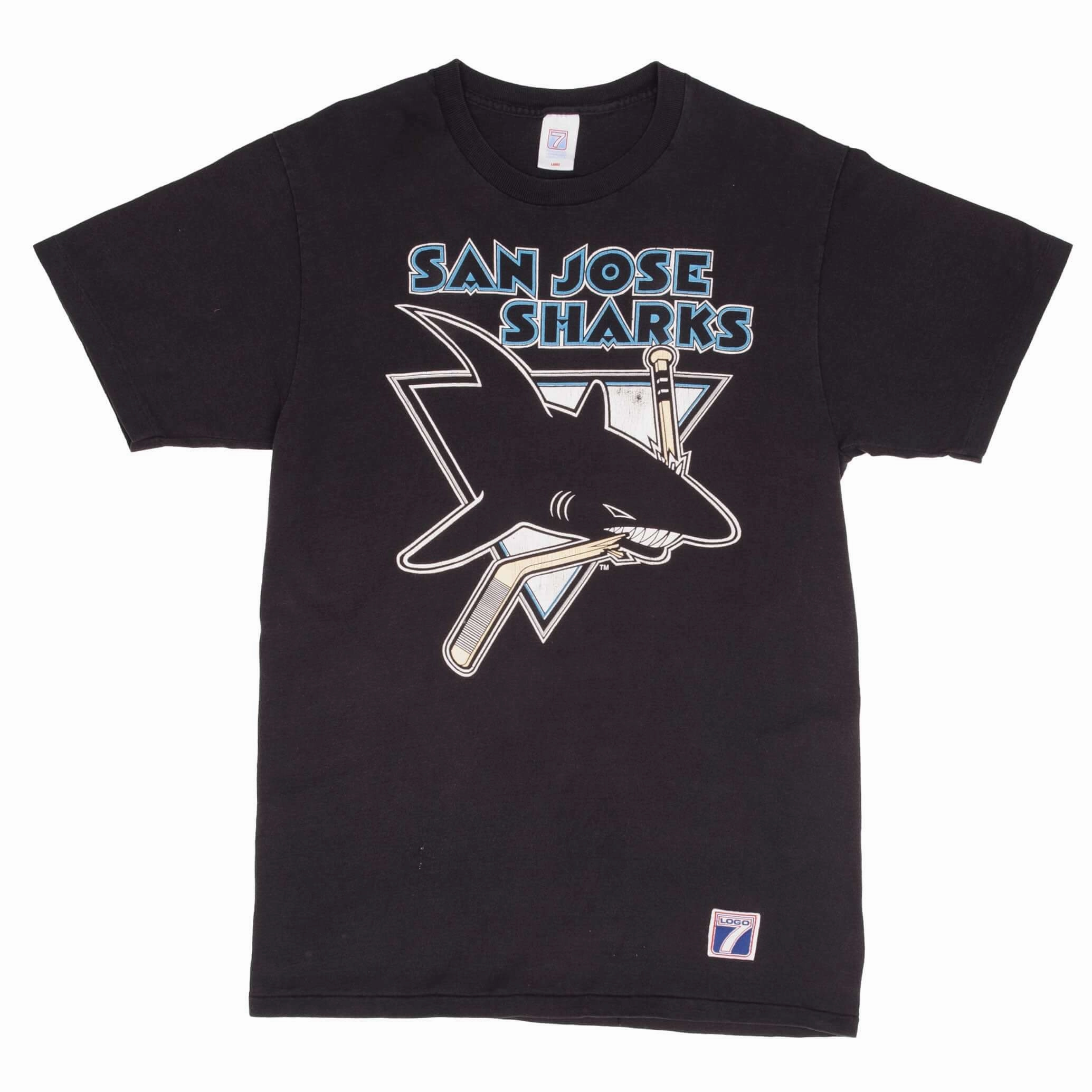VINTAGE NHL SAN JOSE SHARKS TEE SHIRT 1990S SIZE LARGE MADE IN USA